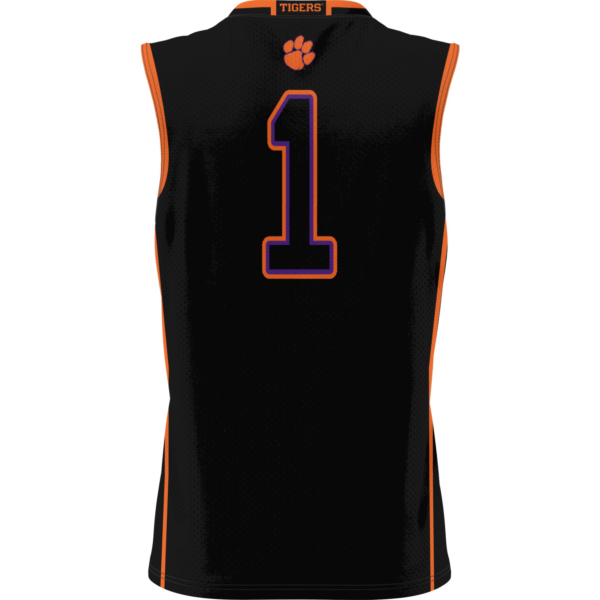 #1 Clemson Tigers Youth Lightweight Basketball Jersey Black - back view