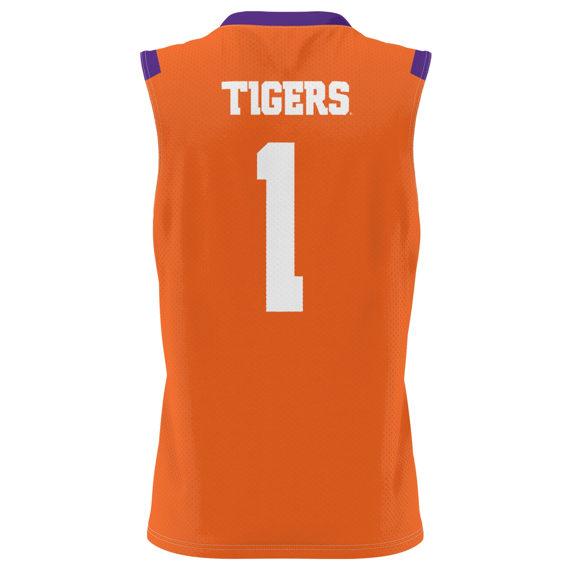 #1 Clemson Tigers Youth Lightweight Basketball Jersey Orange - back view