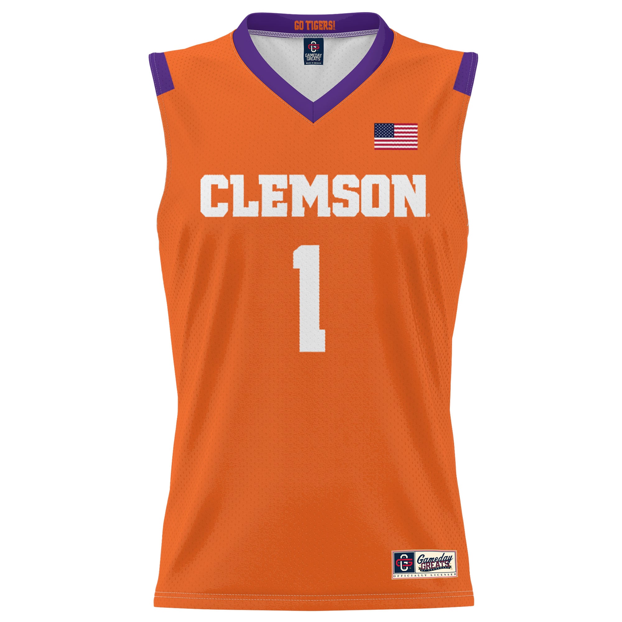 #1 Clemson Tigers Youth Lightweight Basketball Jersey Orange - front view