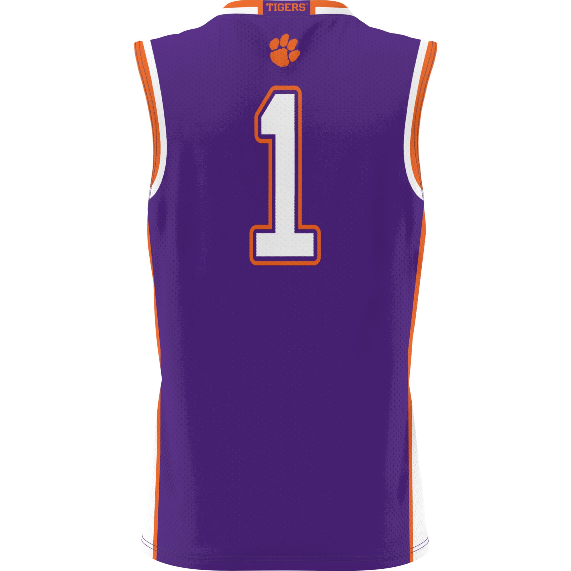 #1 Clemson Tigers Youth Lightweight Basketball Jersey Purple - back view
