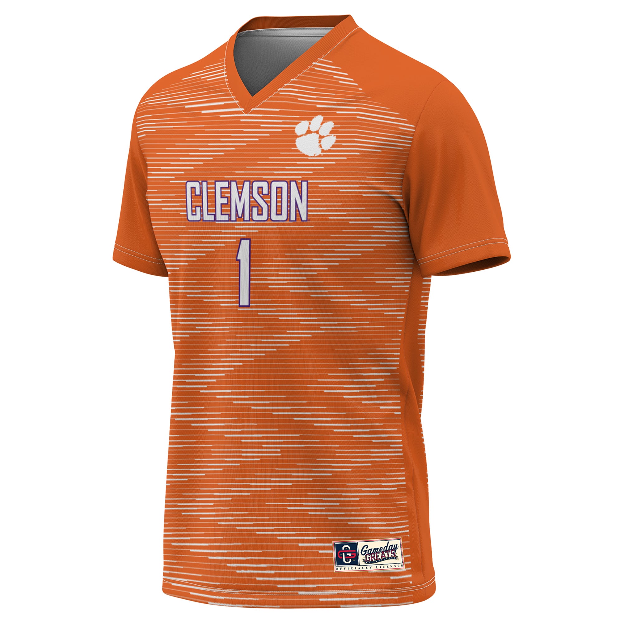 #1 Clemson Tigers Youth Lightweight Soccer Jersey Orange - front view