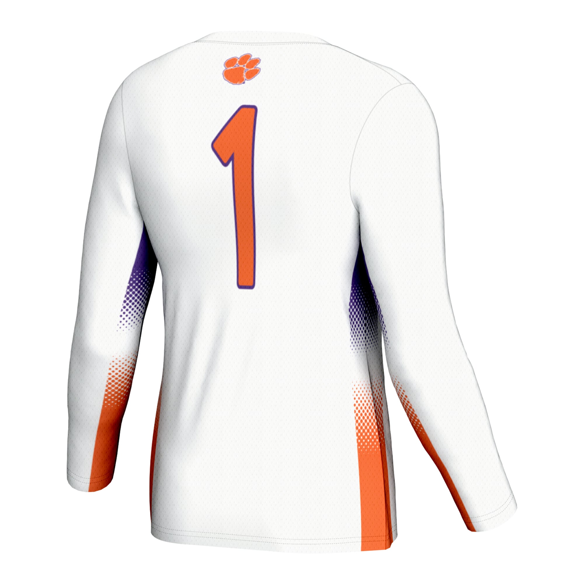 #1 Clemson Tigers Youth Lightweight Women's Volleyball Jersey White - back view