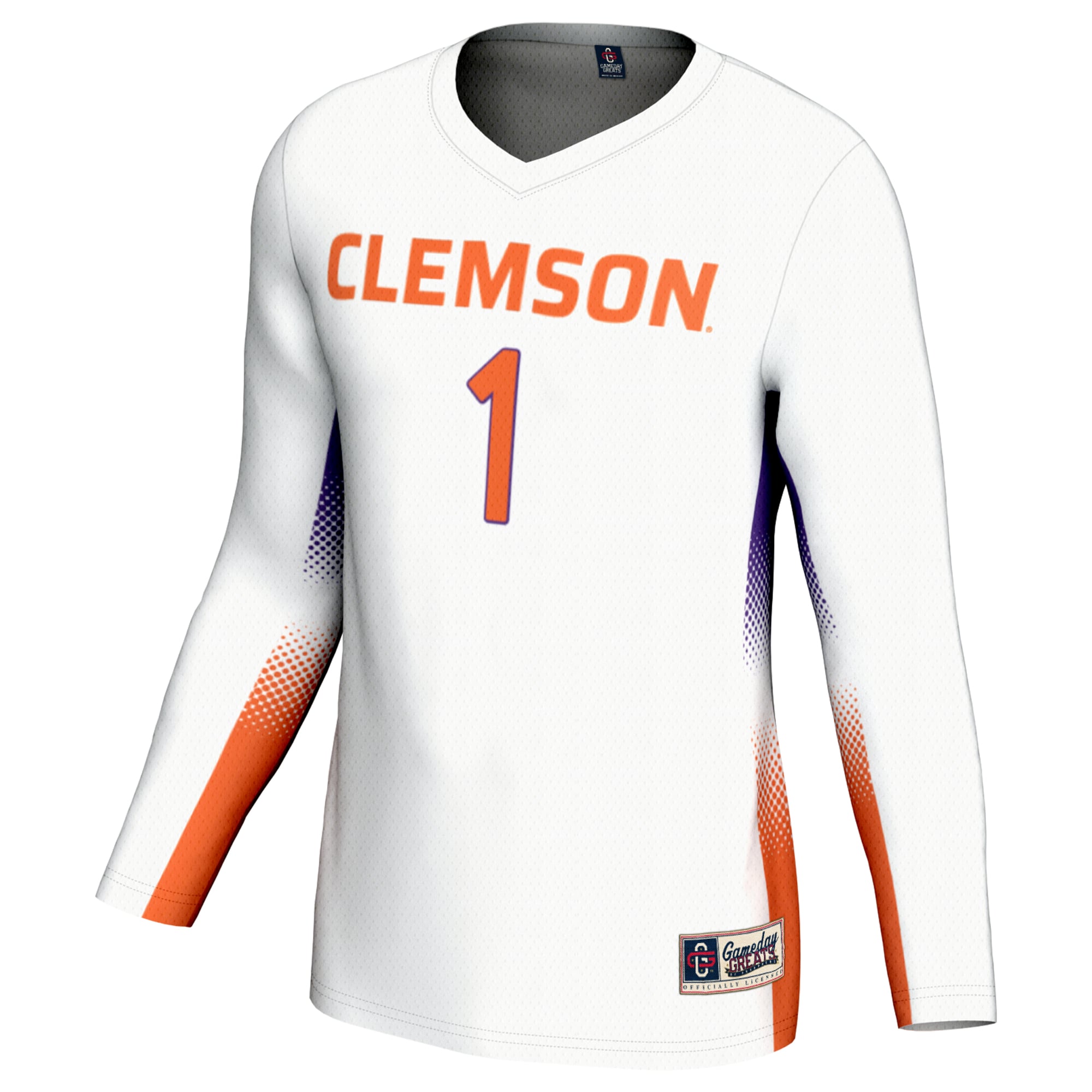 #1 Clemson Tigers Youth Lightweight Women's Volleyball Jersey White - front view