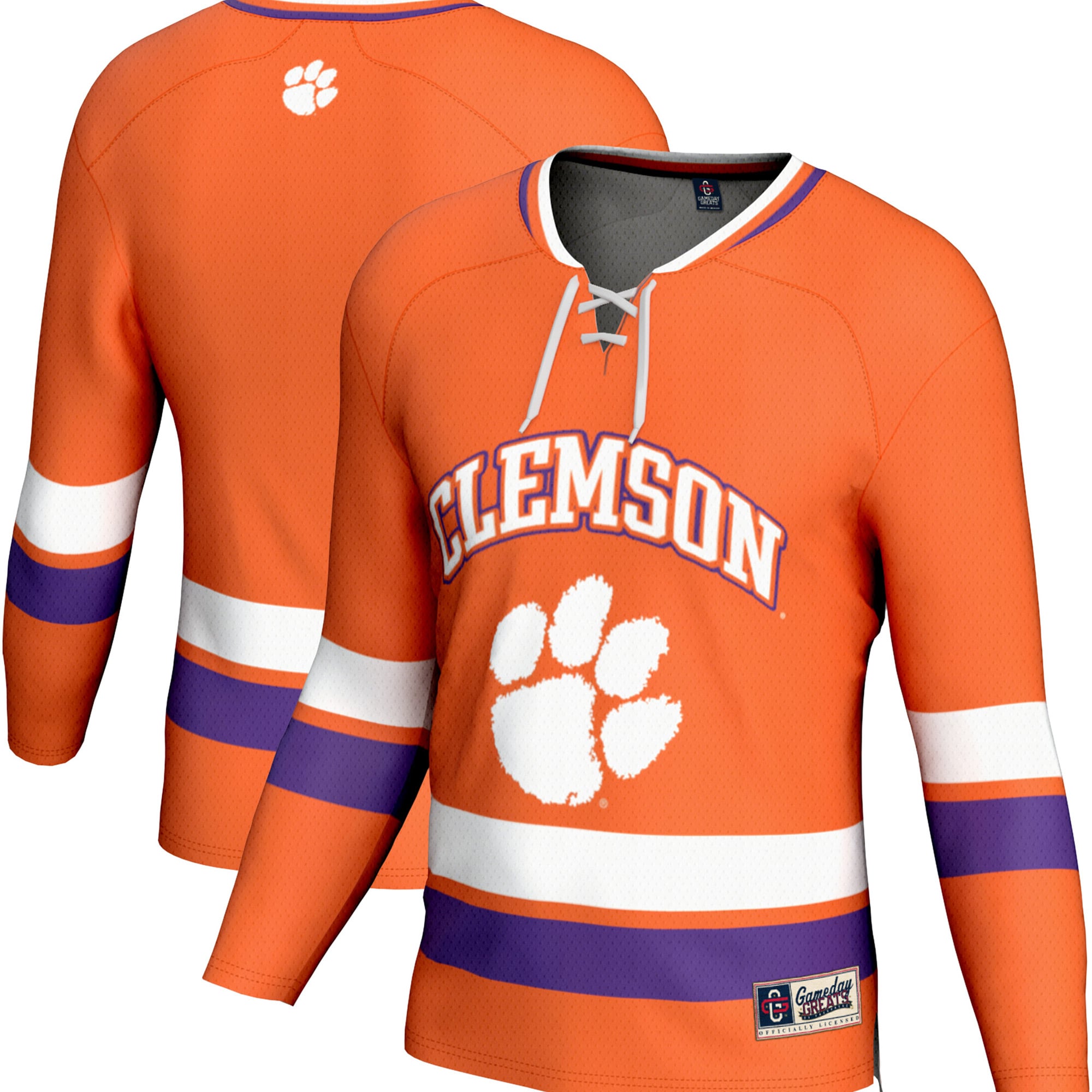Clemson Tigers Youth Spirit Hockey Jersey Orange - front and back view