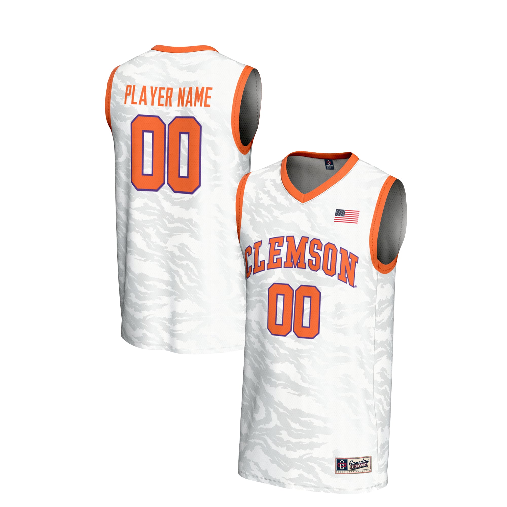 Clemson Tigers Youth Women's Basketball Lightweight Jersey White - front and back view