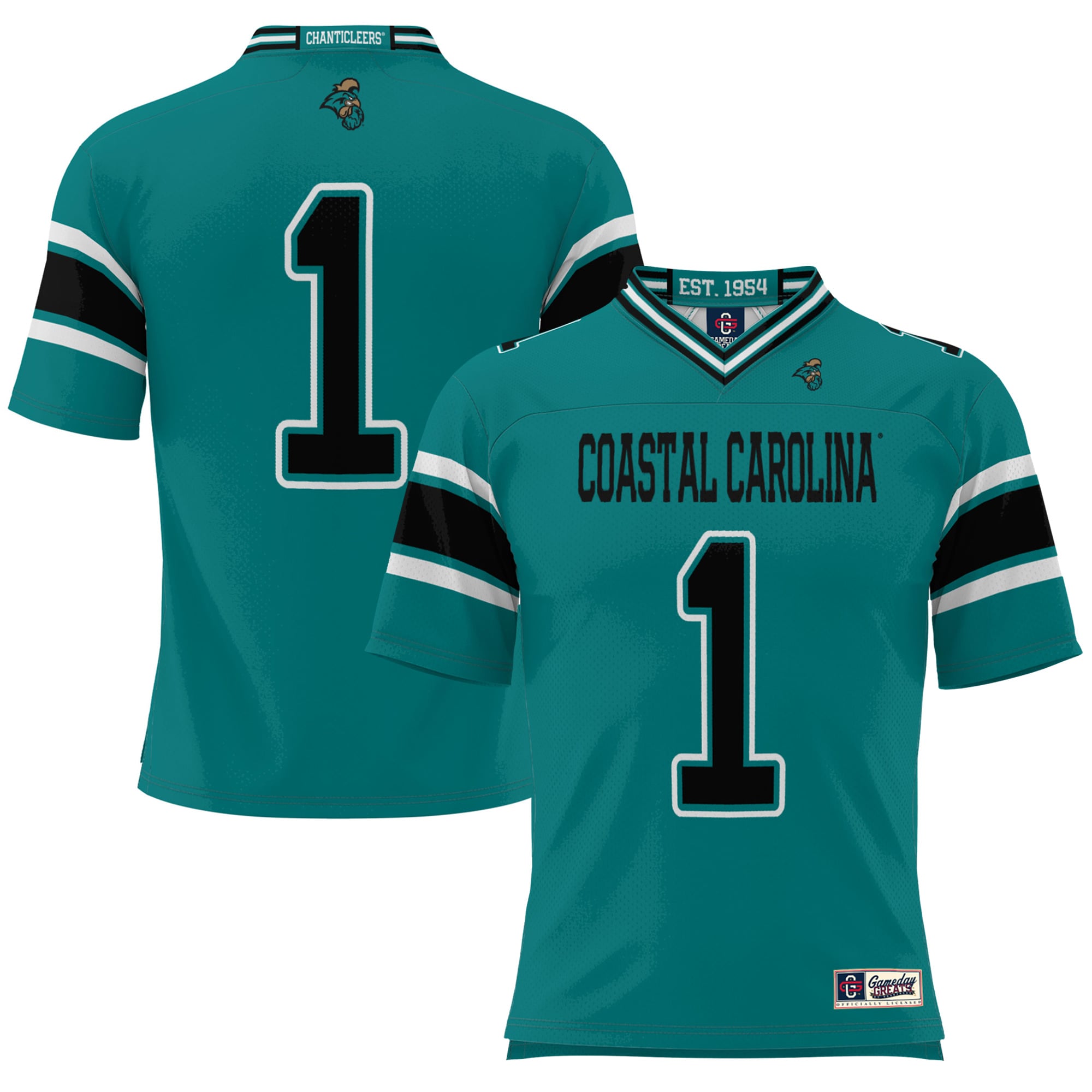 #1 Coastal Carolina Chanticleers Endzone Football Jersey Teal - front view