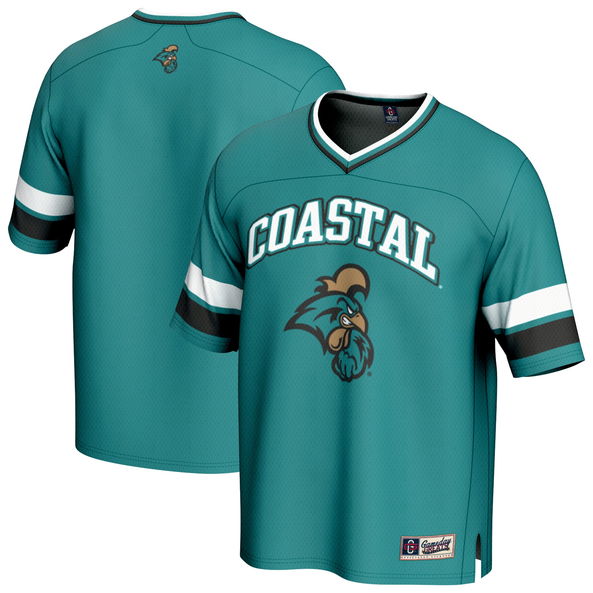 Coastal Carolina Chanticleers Football Jersey Teal - front and back view