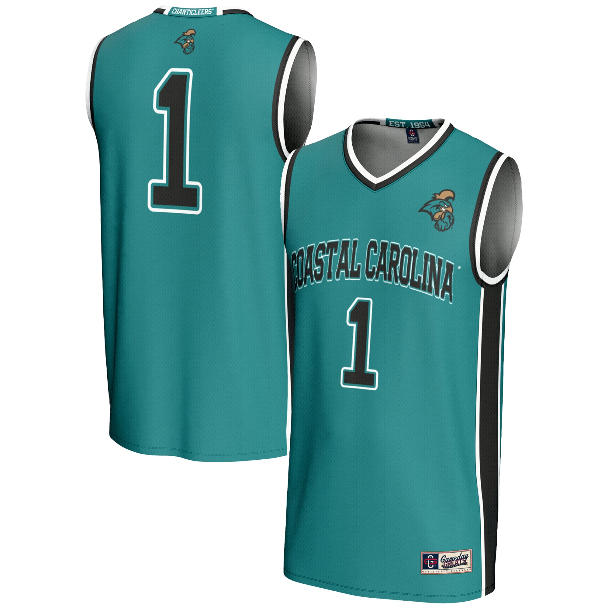 #1 Coastal Carolina Chanticleers Lightweight Basketball Jersey Light Blue - front and back view