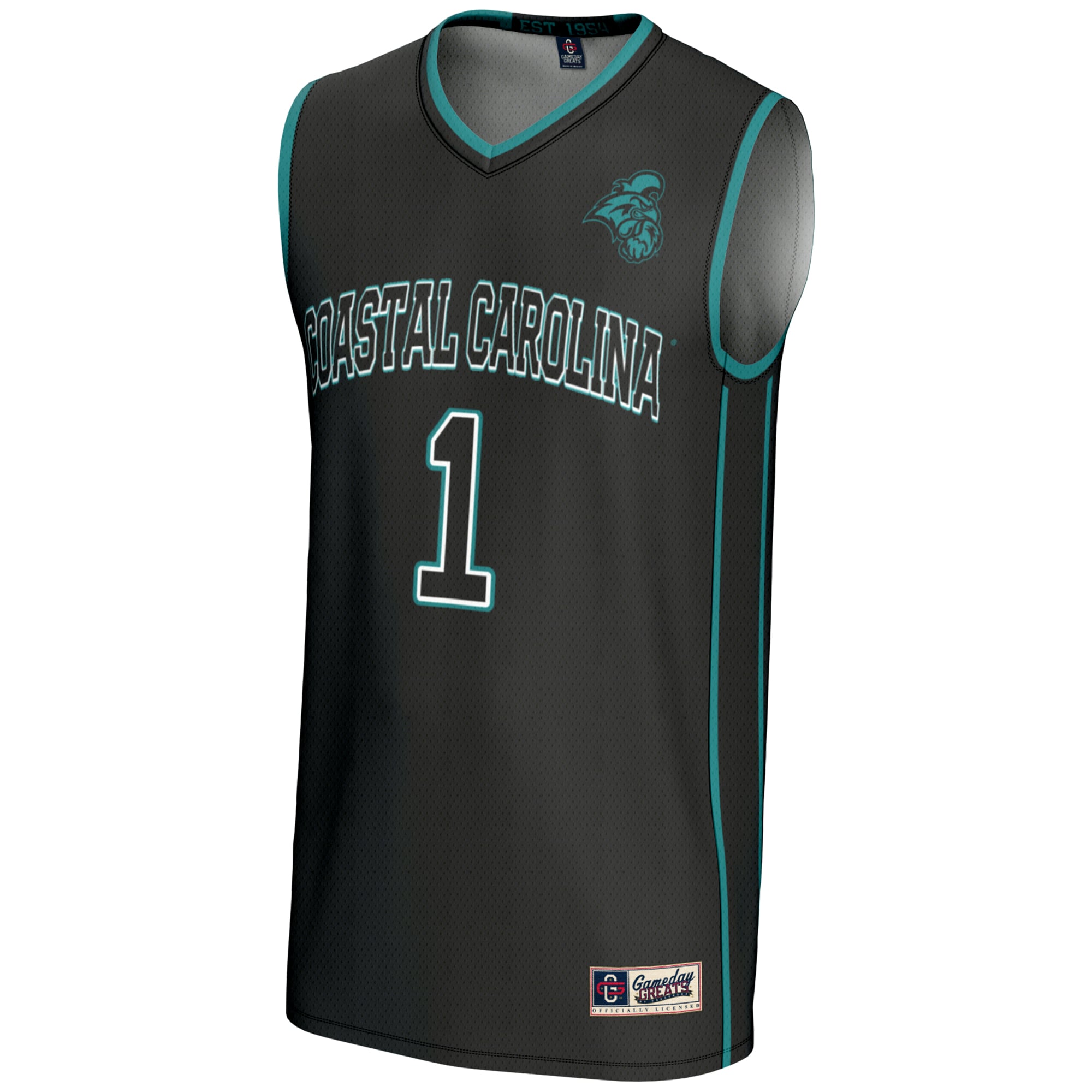 #1 Coastal Carolina Chanticleers Unisex Lightweight Basketball Jersey Black - front view