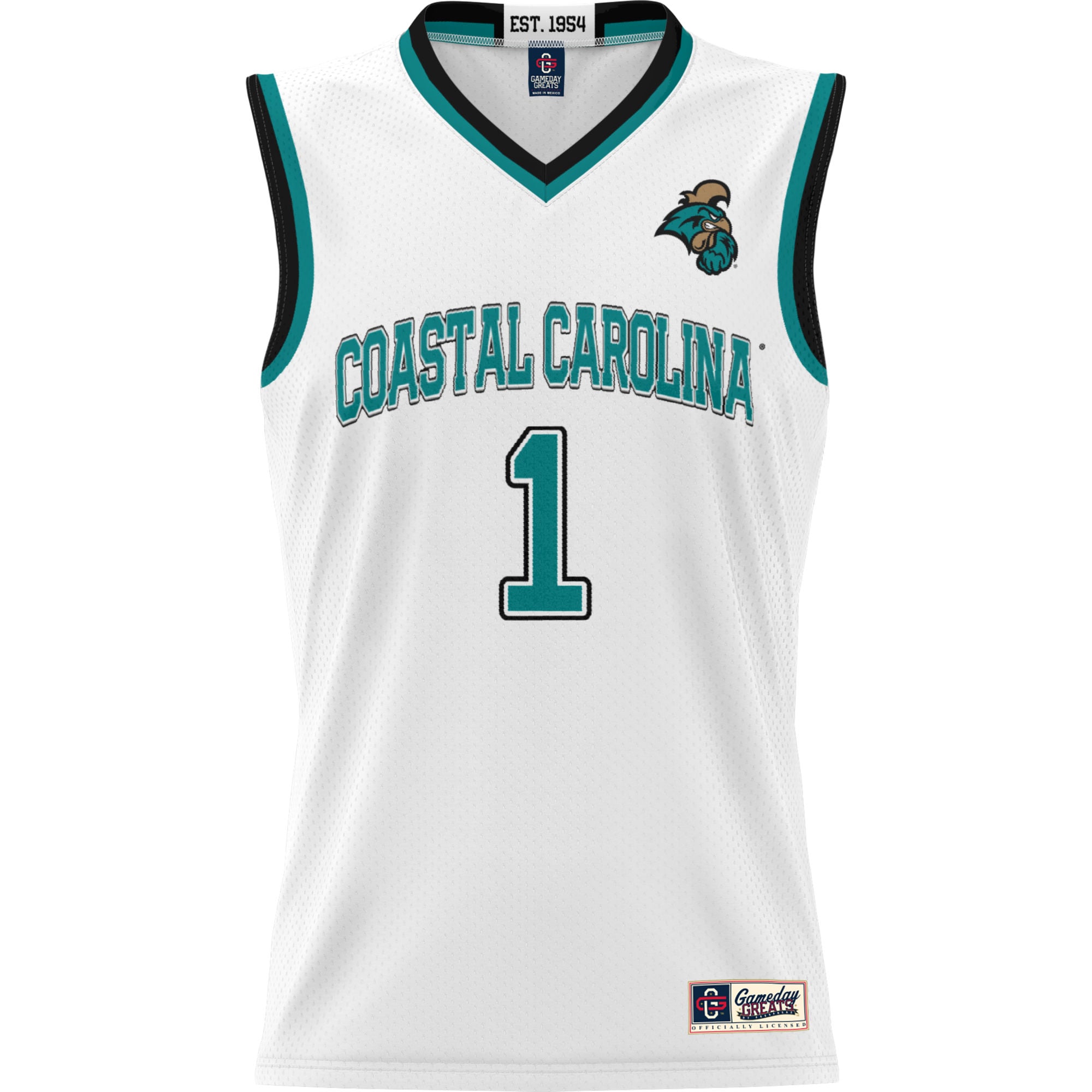 Coastal Carolina Chanticleers Youth #1 Basketball Jersey White - front view