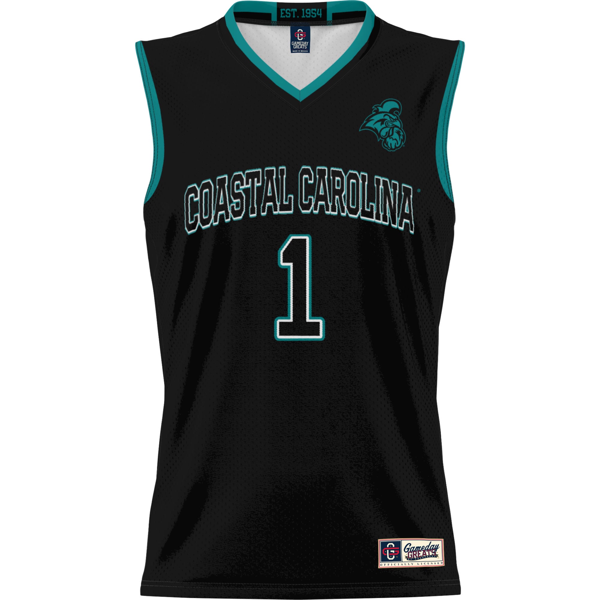 #1 Coastal Carolina Chanticleers Youth Lightweight Basketball Jersey Black - front view
