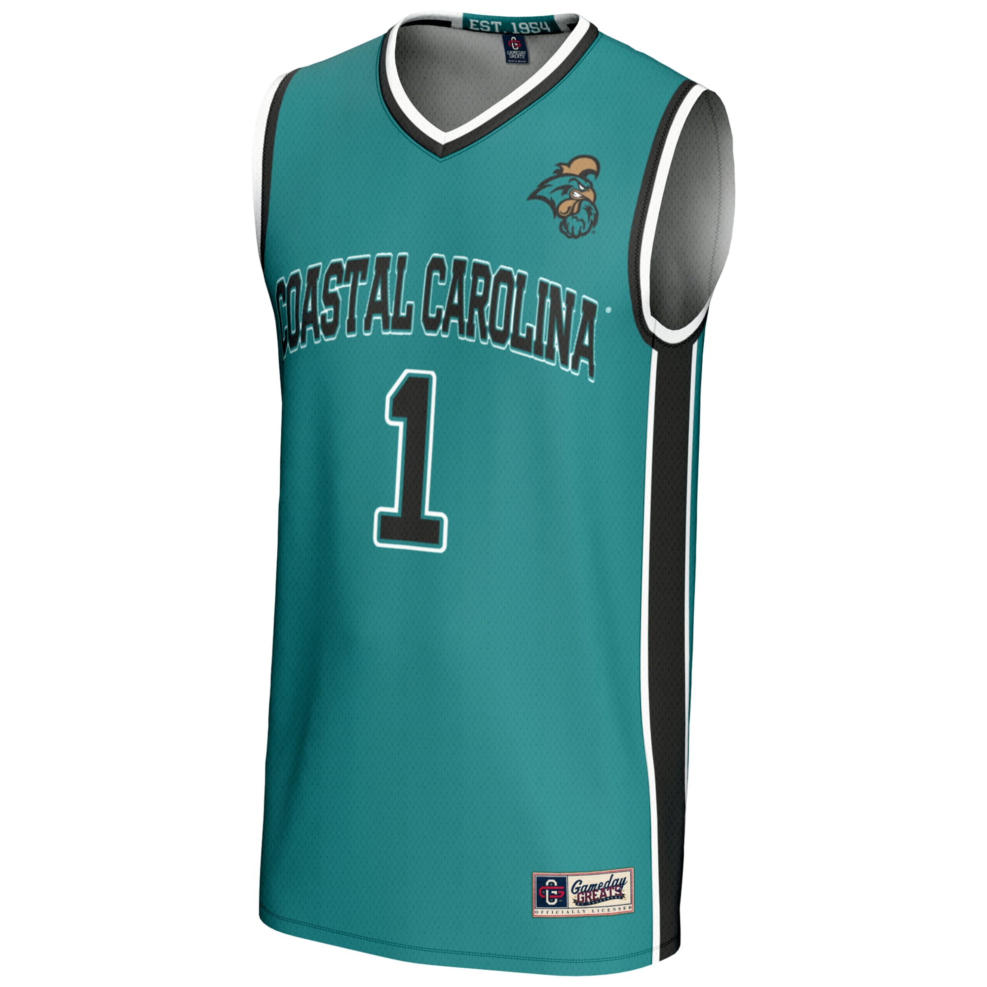 #1 Coastal Carolina Chanticleers Youth Lightweight Basketball Jersey Light Blue - front view