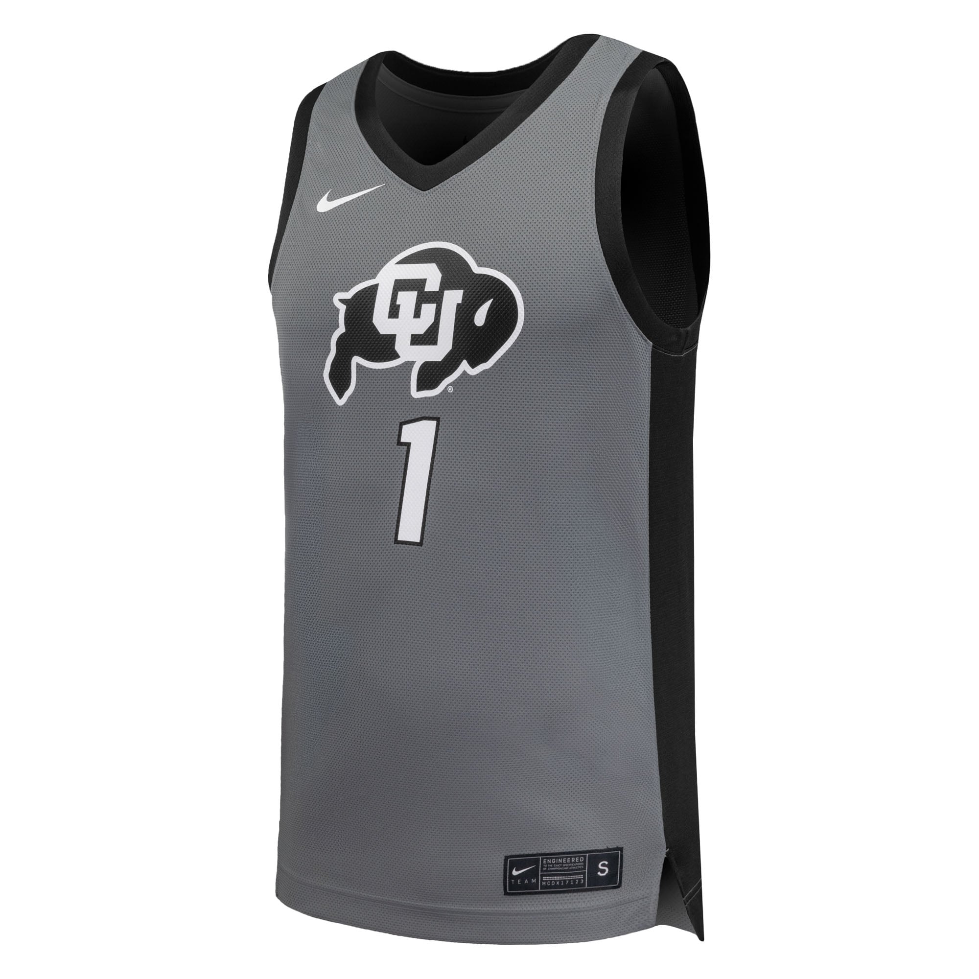 #1 Colorado Buffaloes Basketball Jersey Gray - front view