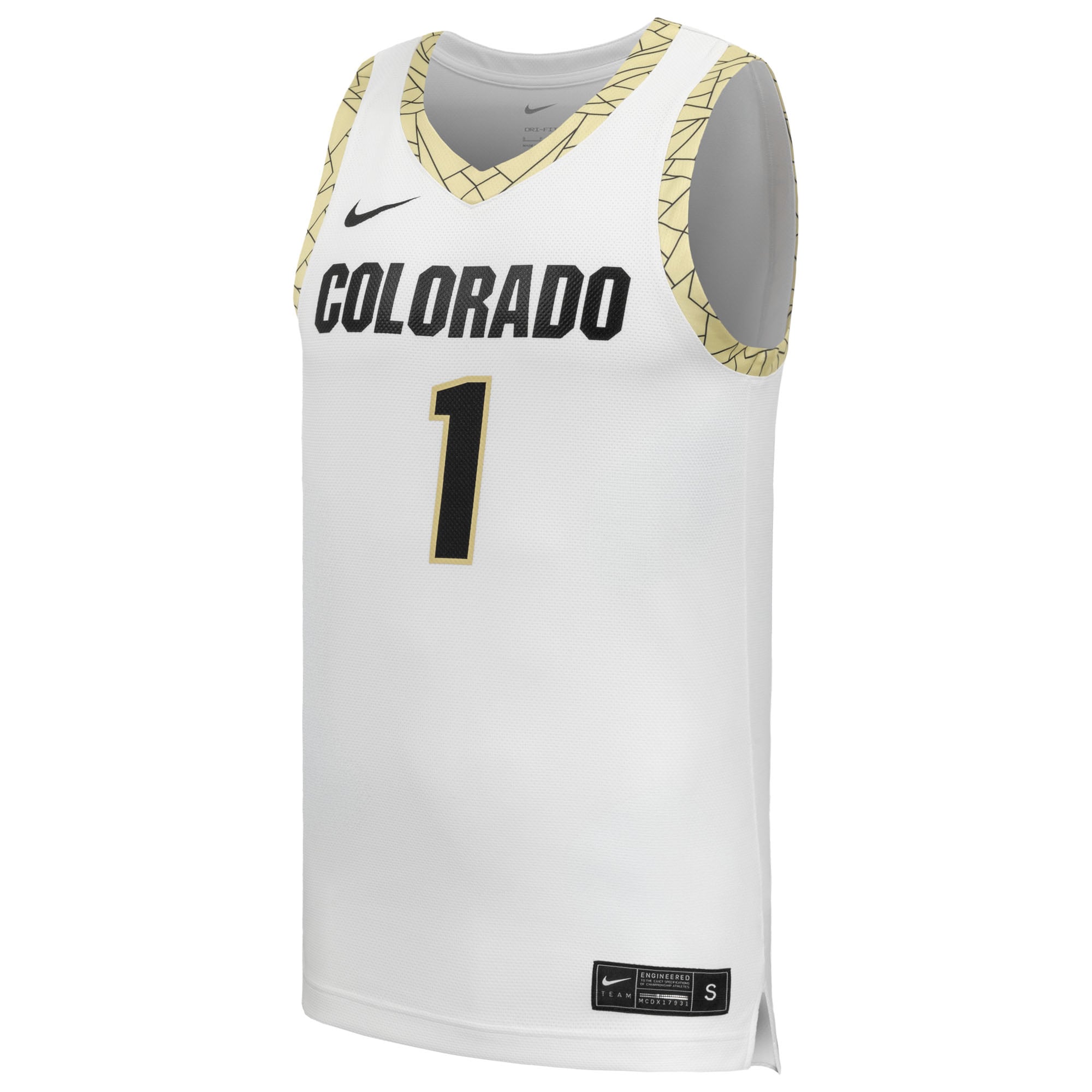 #1 Colorado Buffaloes Basketball Jersey White - front view
