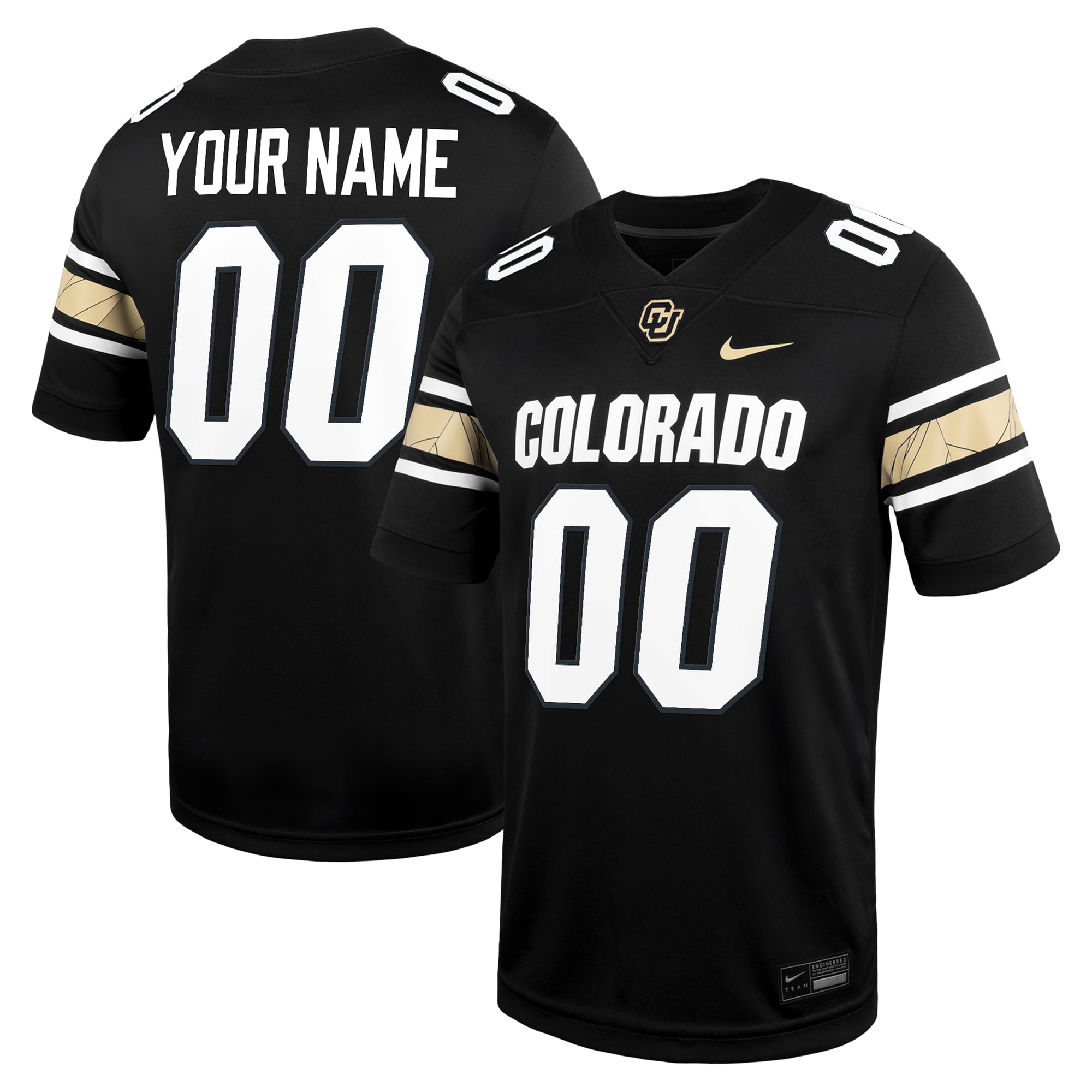 Colorado Buffaloes Custom Football Jersey Black - front and back view