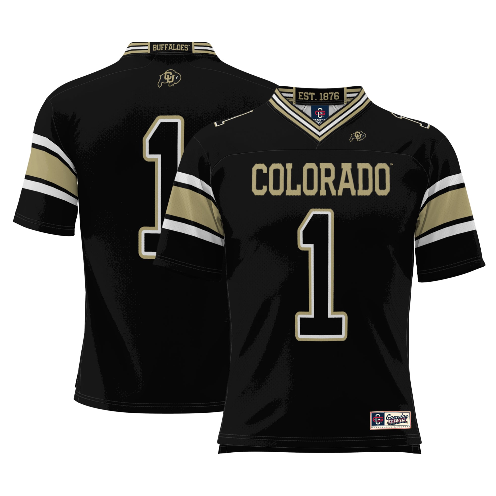 #1 Colorado Buffaloes Endzone Football Jersey Black - front view