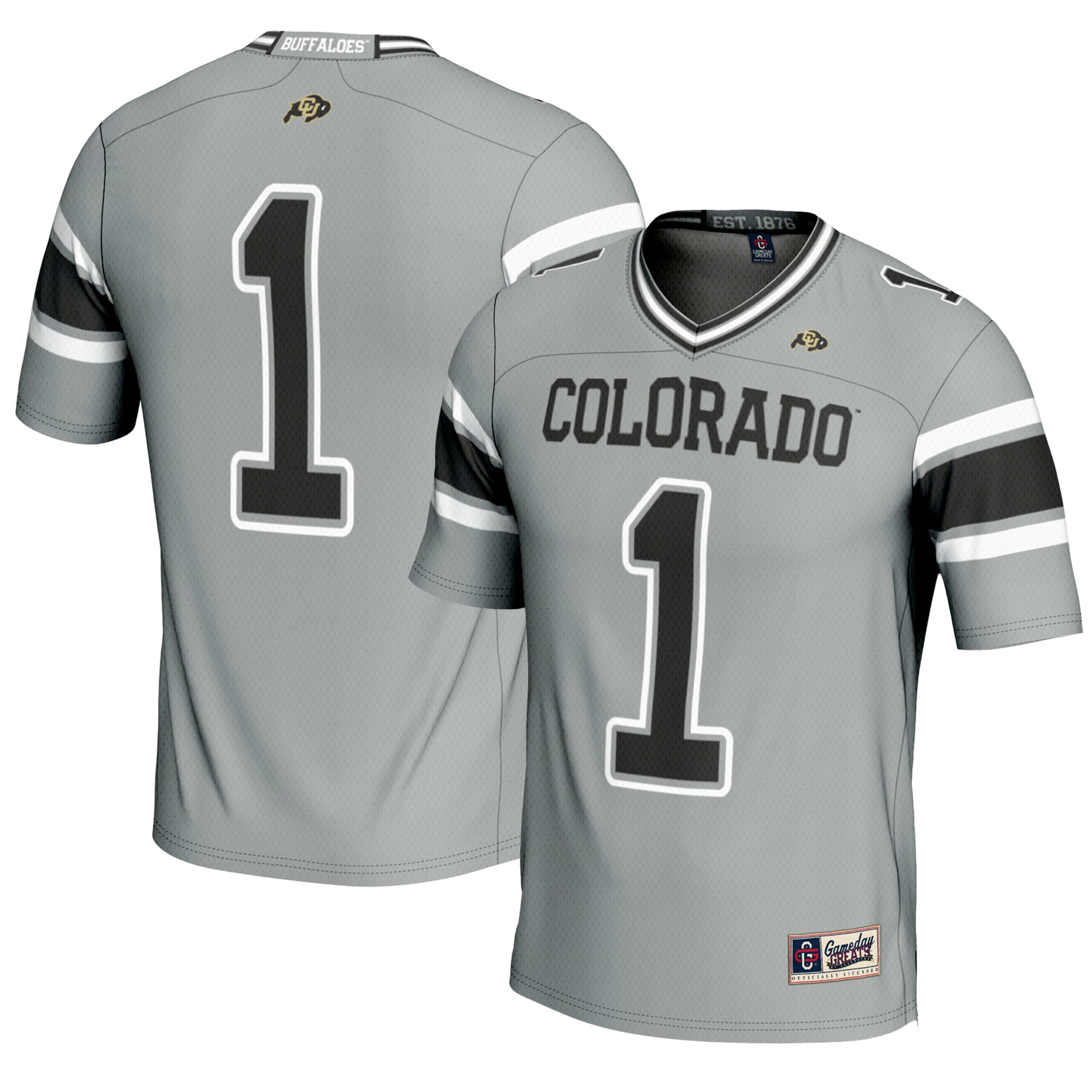 #1 Colorado Buffaloes Endzone Football Jersey Gray - front and back view