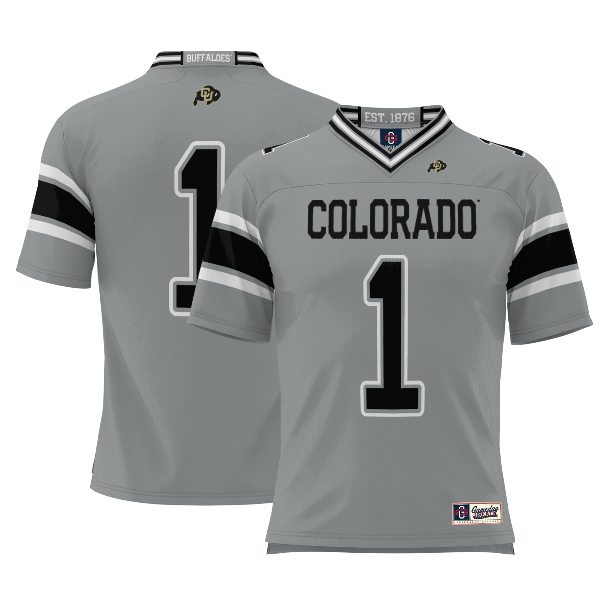 #1 Colorado Buffaloes Endzone Football Jersey Gray - front view