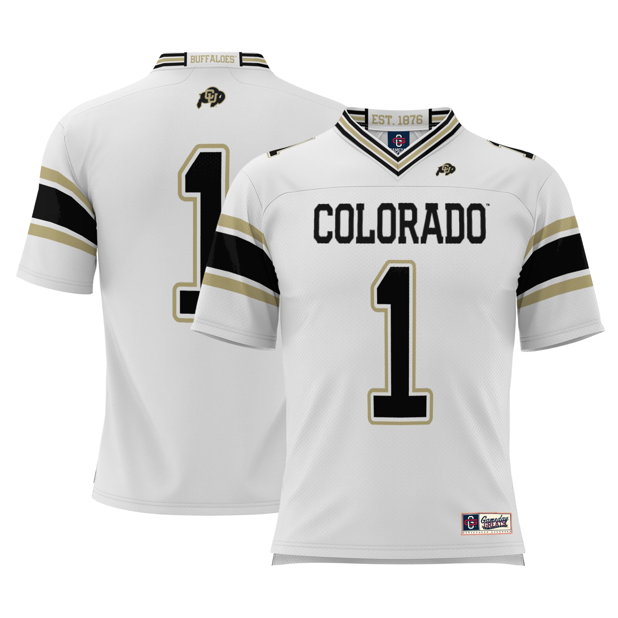 #1 Colorado Buffaloes Youth Endzone Football Jersey White - front view