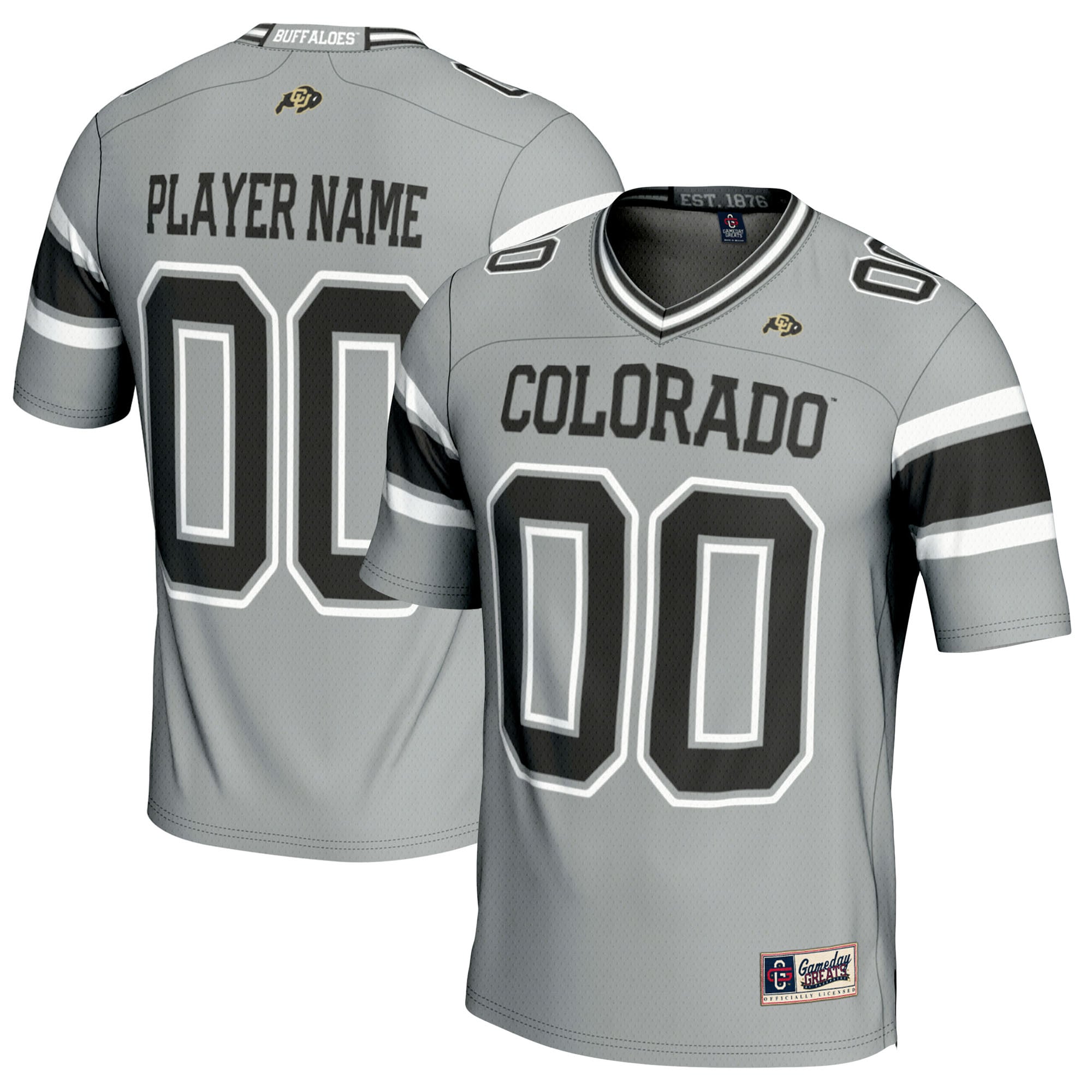 Colorado Buffaloes Football Jersey Gray - front and back view