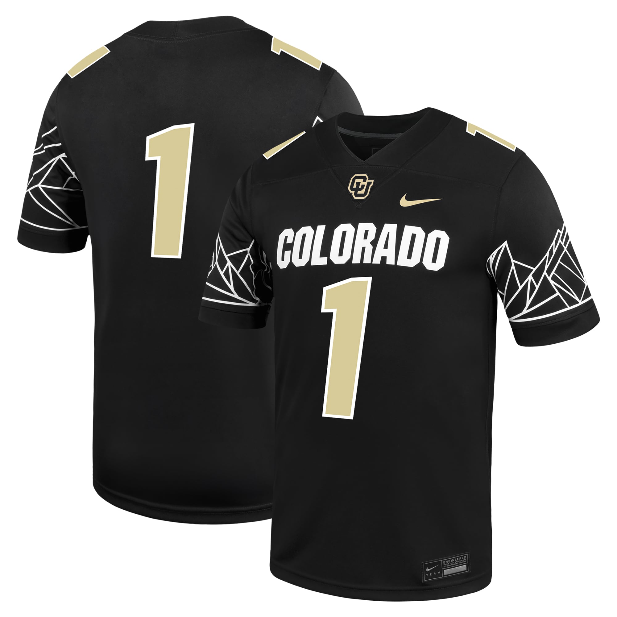 Colorado Buffaloes Jersey Black - front and back view