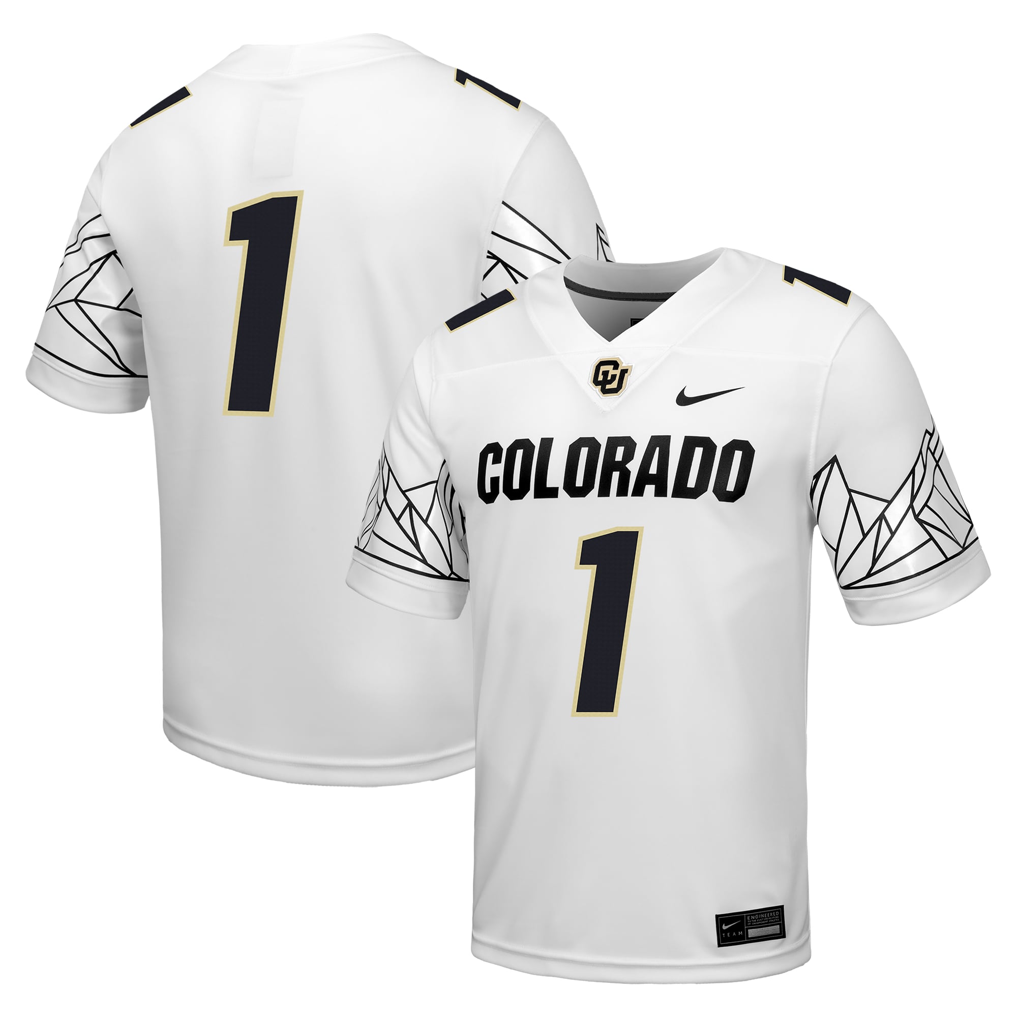 Colorado Buffaloes Jersey White - front and back view