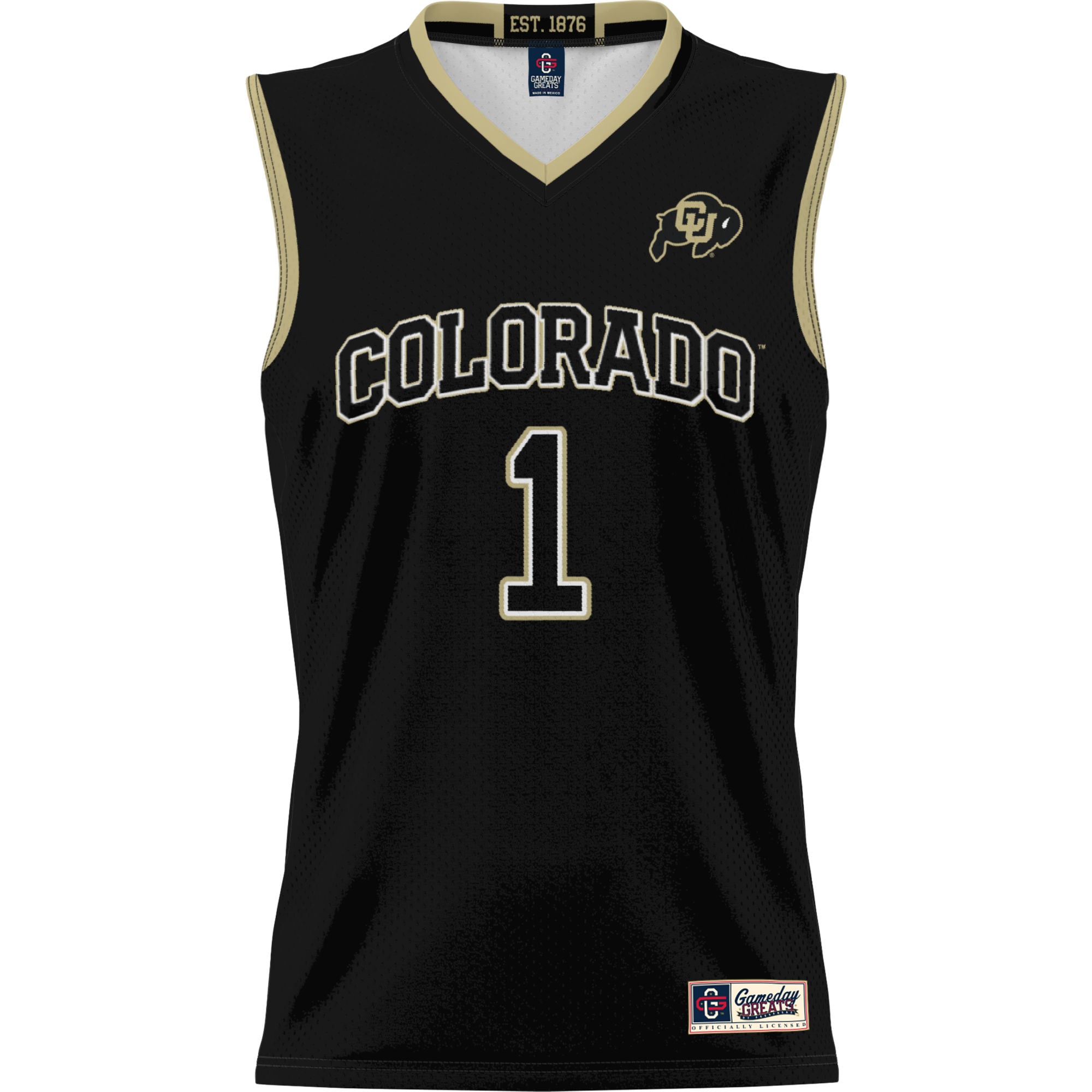 #1 Colorado Buffaloes Lightweight Basketball Jersey Black - front view