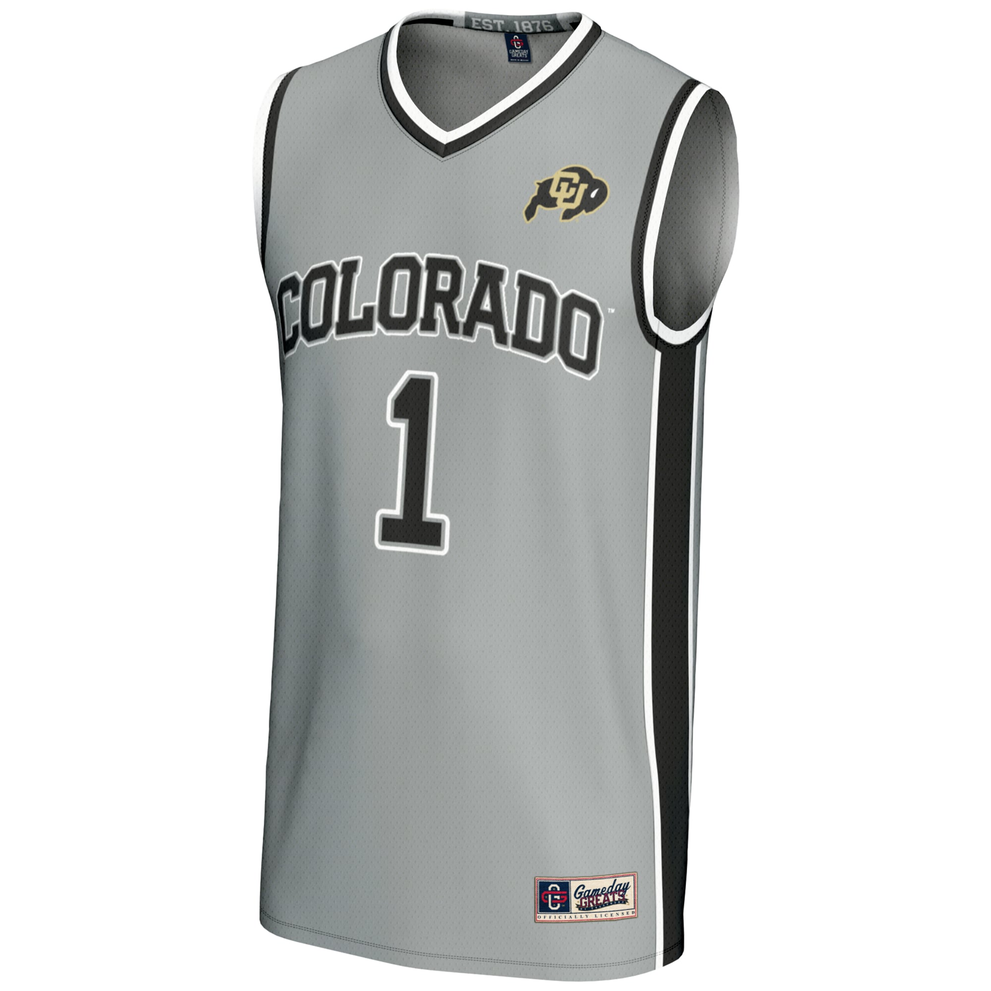 #1 Colorado Buffaloes Lightweight Basketball Jersey Gray - front view