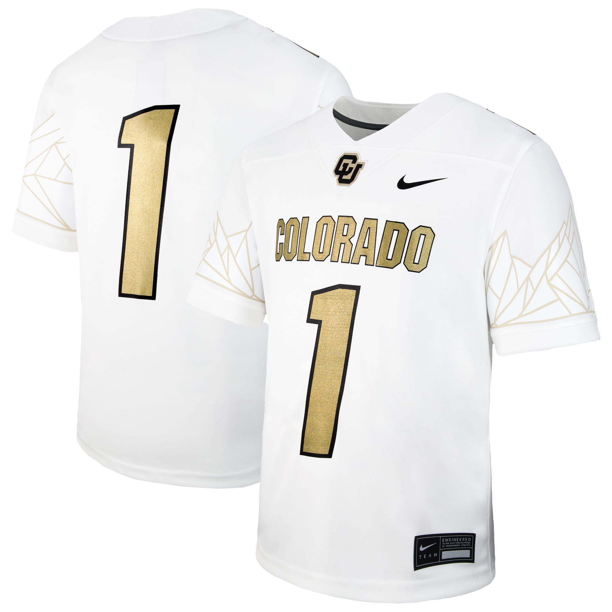 #1 Colorado Buffaloes Toddler Alternate Football Jersey White - front and back view