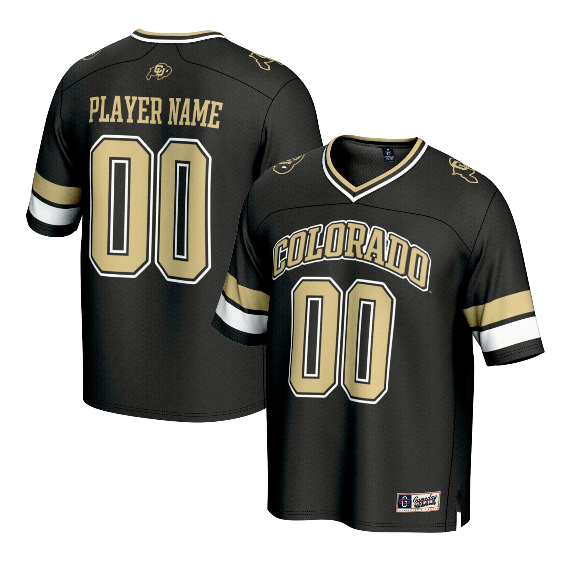 Colorado Buffaloes Unisex Football Jersey Black - front and back view