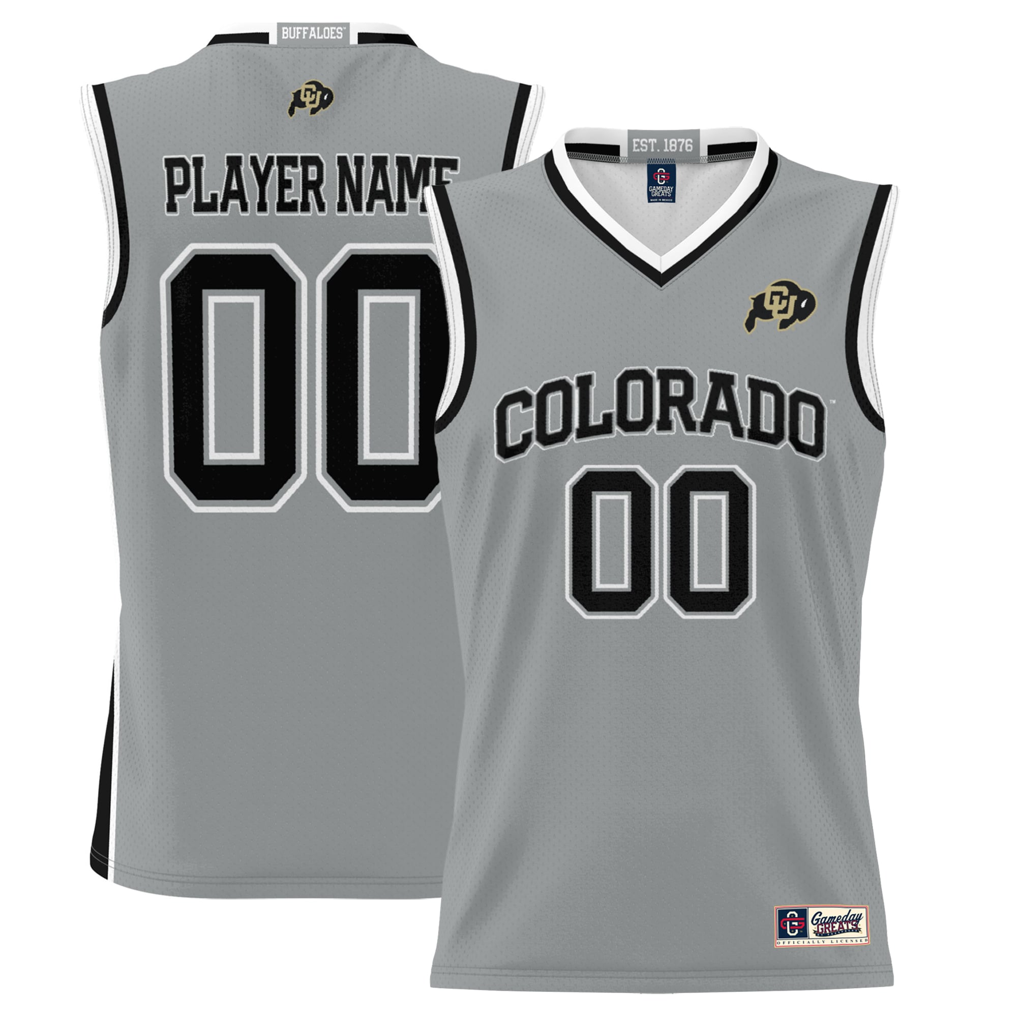 Colorado Buffaloes Youth Lightweight Men's Basketball Jersey Gray - front and back view