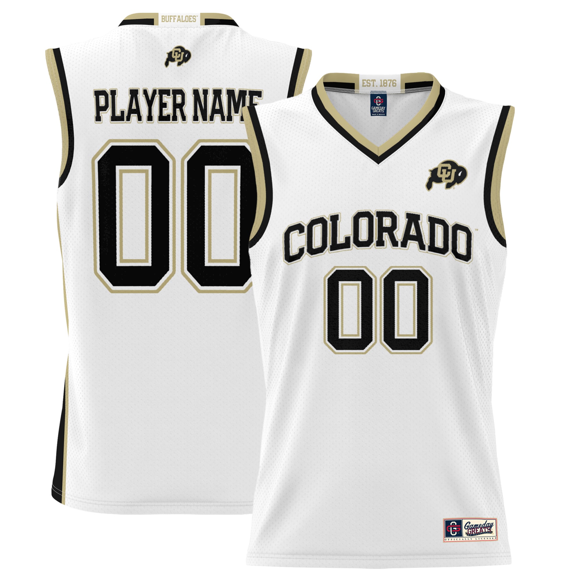 Colorado Buffaloes Youth Lightweight Women's Basketball Jersey White - front and back view