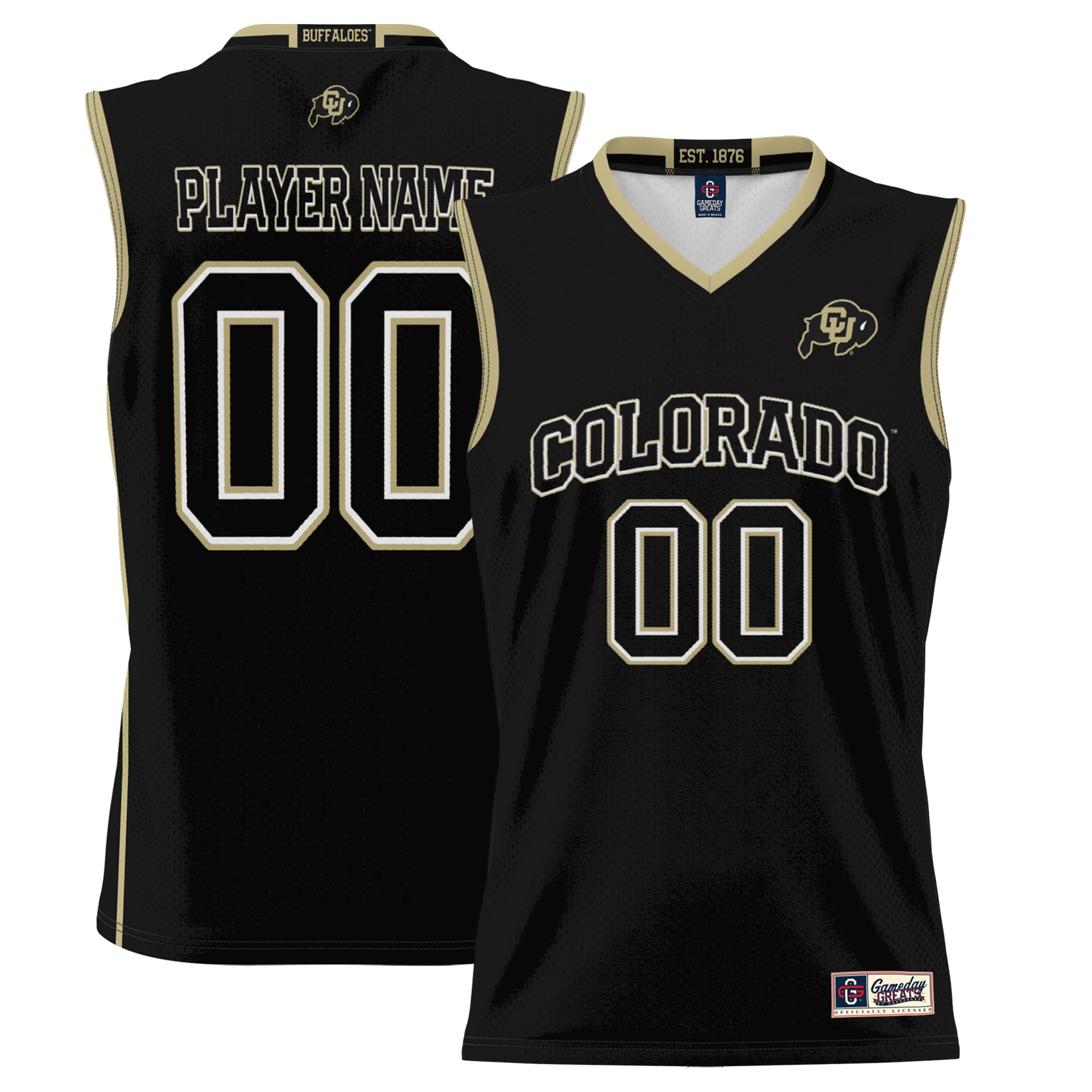 Colorado Buffaloes Youth Lightweight Women's Basketball Jersey Black - front and back view