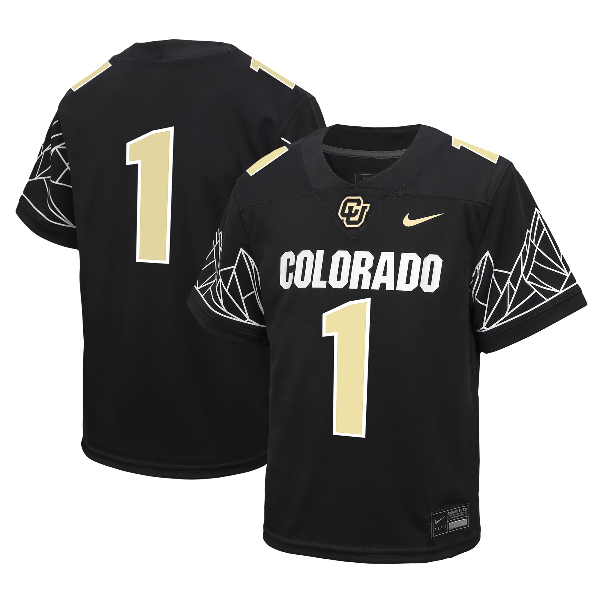 Colorado Buffaloes Youth Jersey Black - front and back view