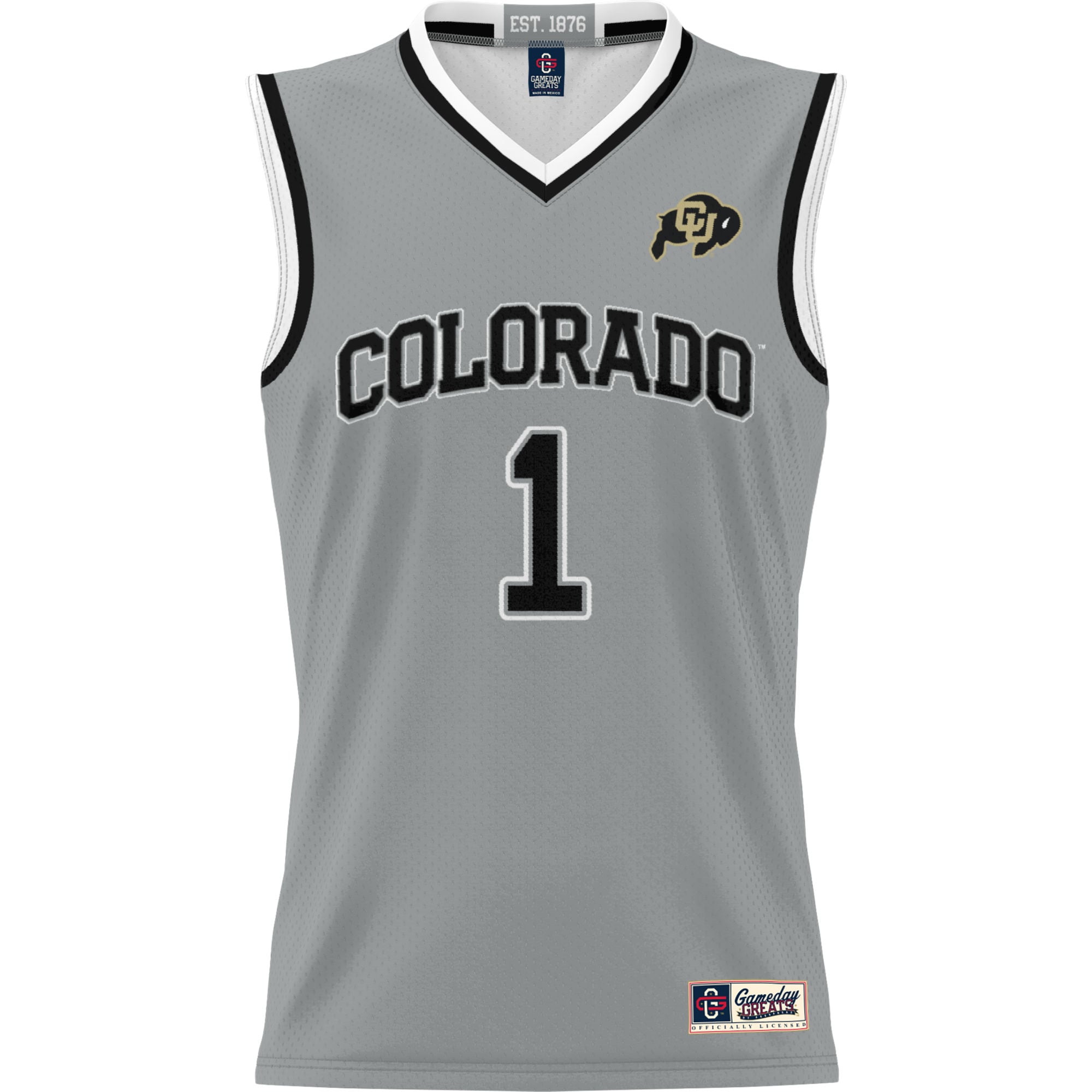 #1 Colorado Buffaloes Youth Lightweight Basketball Jersey Gray - front view