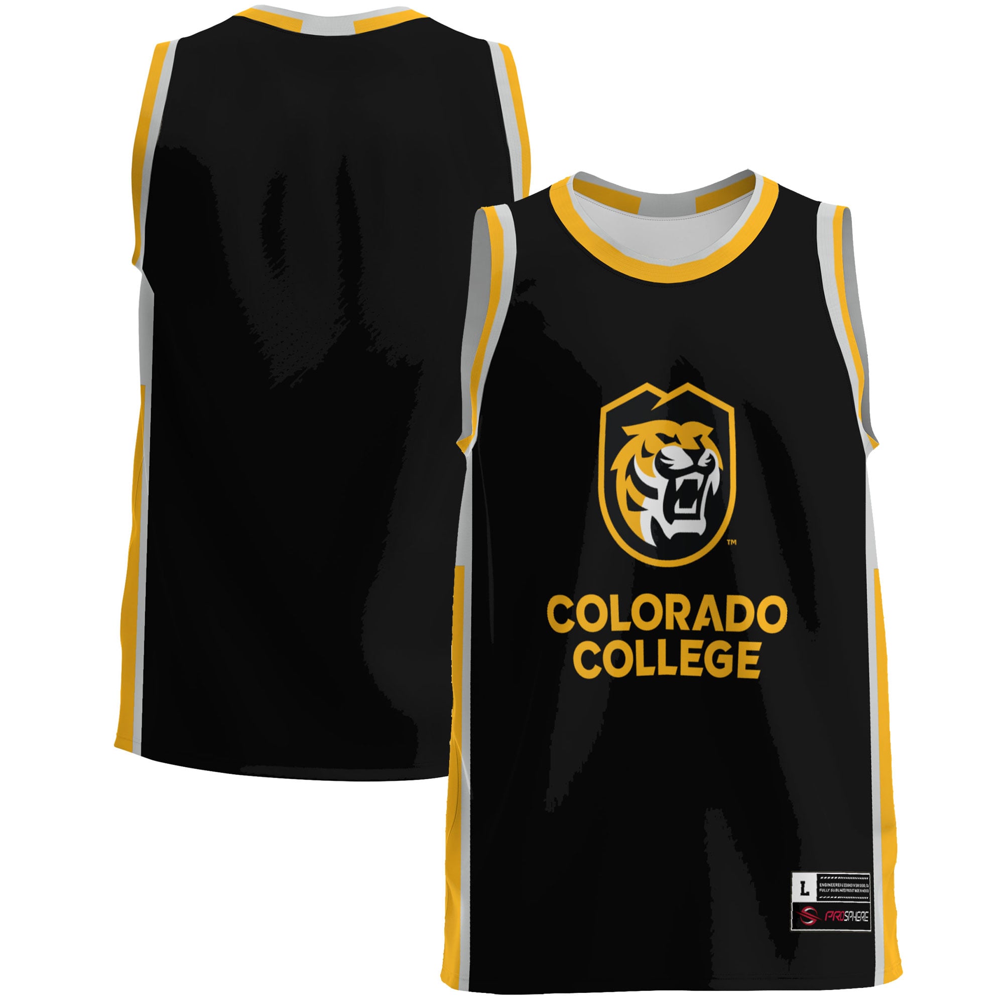 Colorado College Tigers Lightweight Basketball Jersey Gold - front and back view