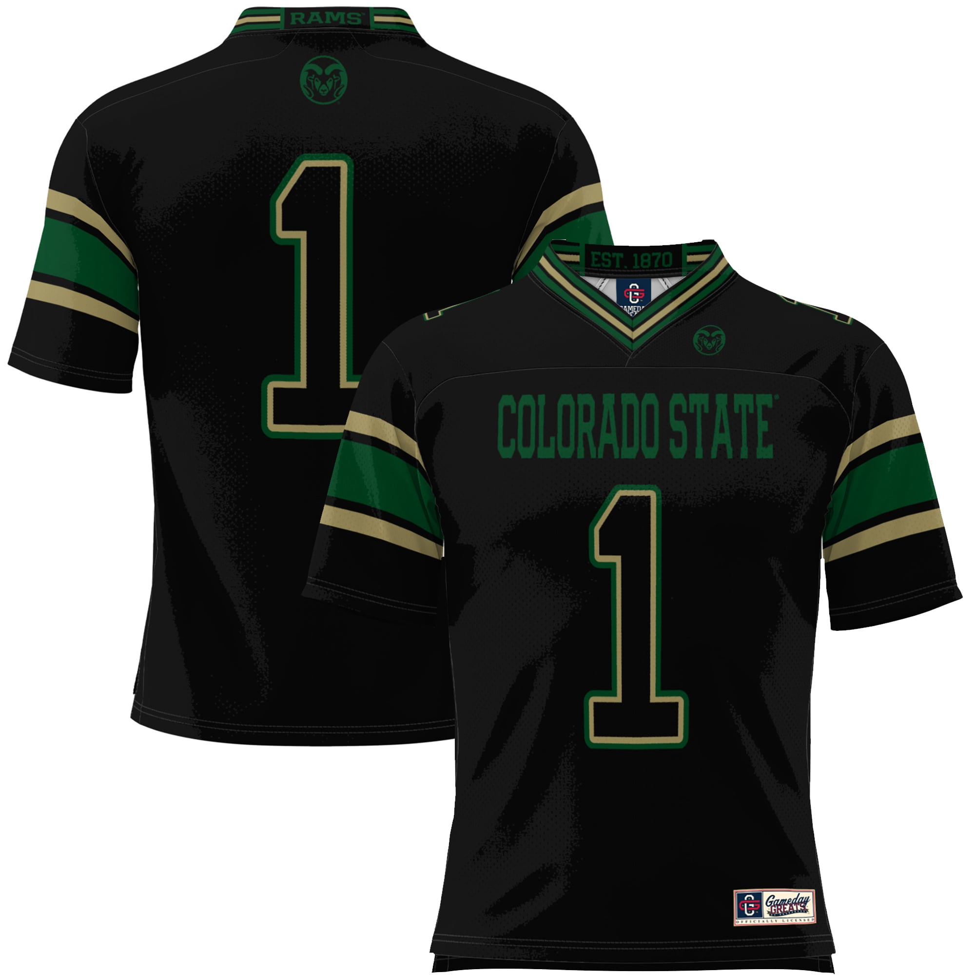 #1 Colorado State Rams Endzone Football Jersey Black - front view