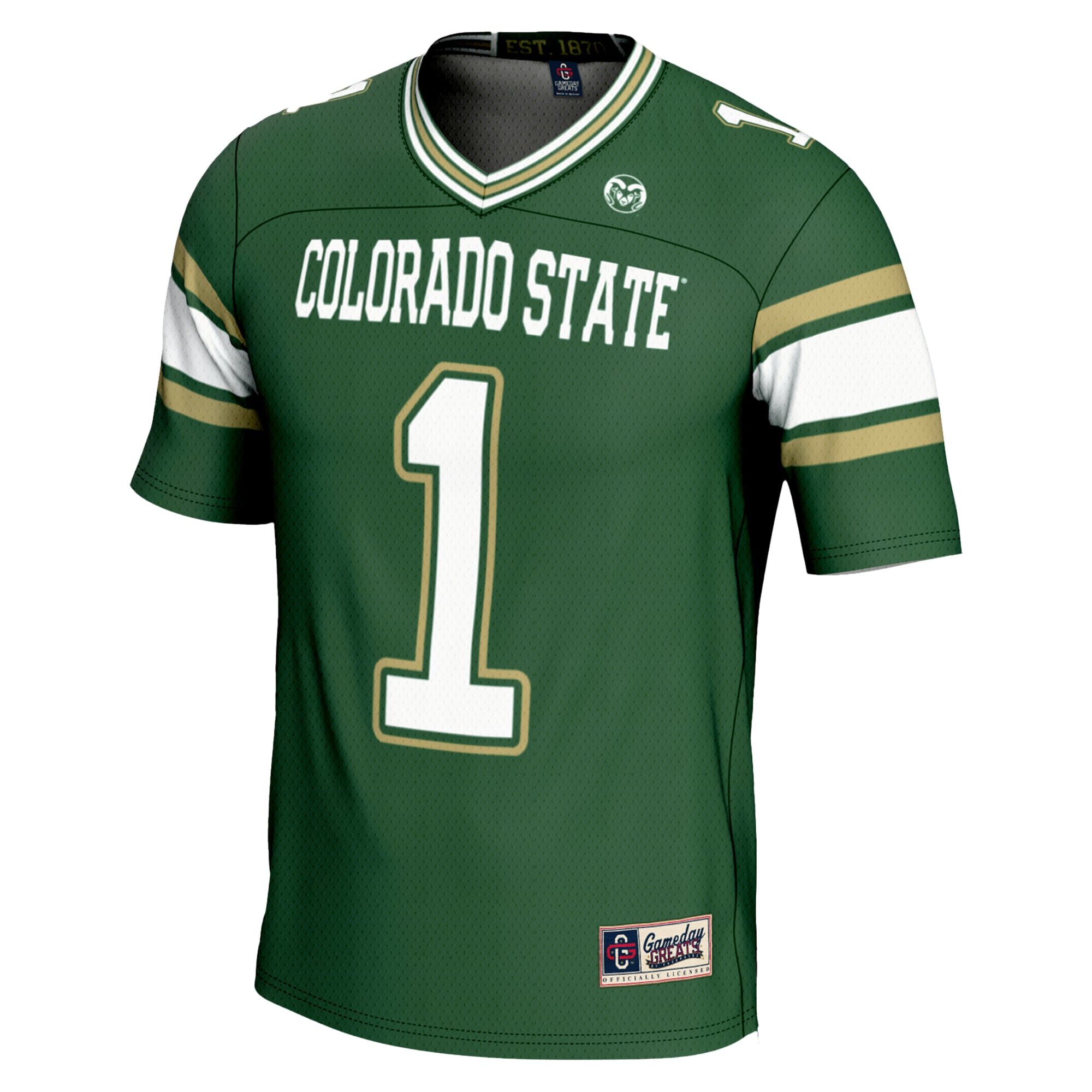 #1 Colorado State Rams Endzone Football Jersey Green - back view