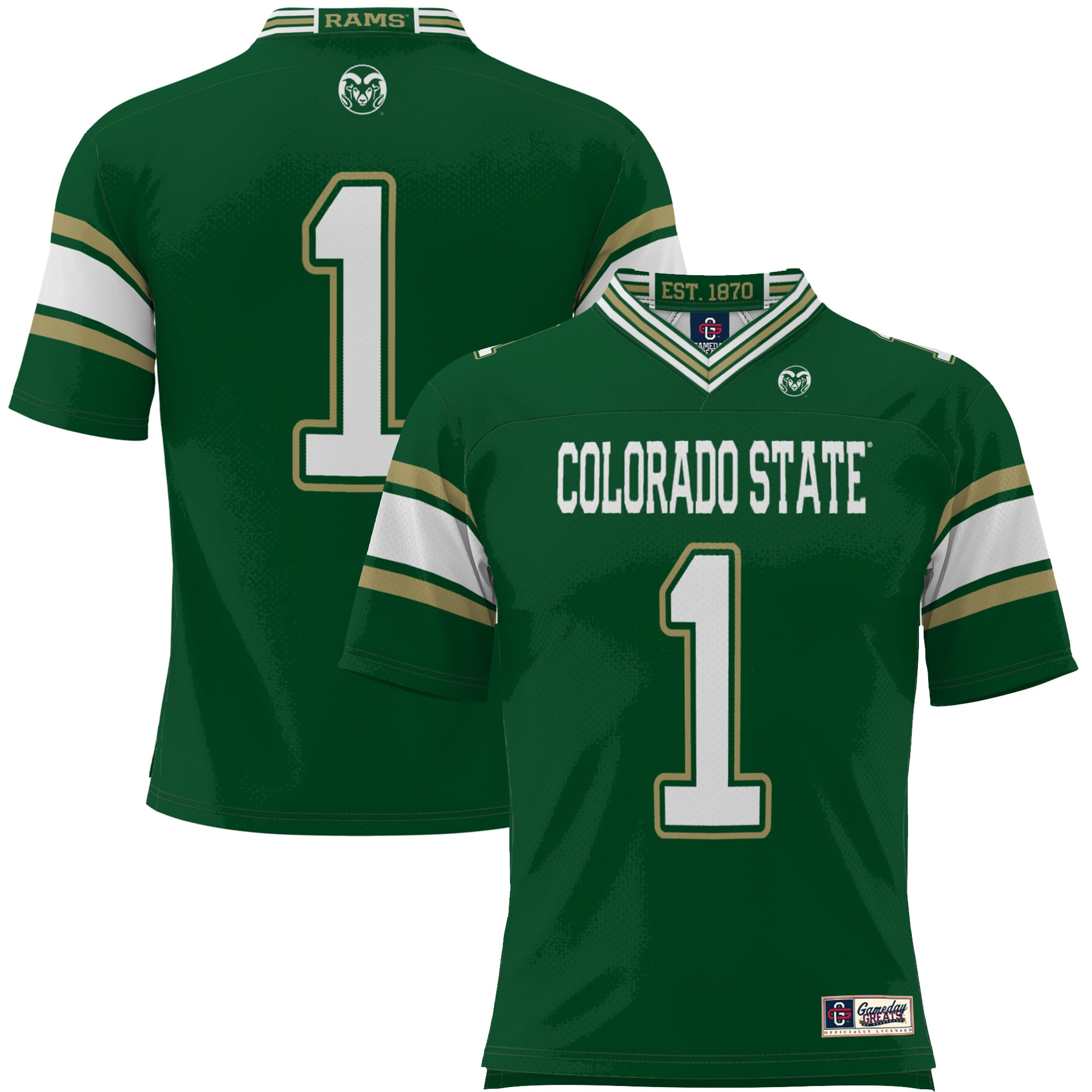 #1 Colorado State Rams Endzone Football Jersey Green - front view