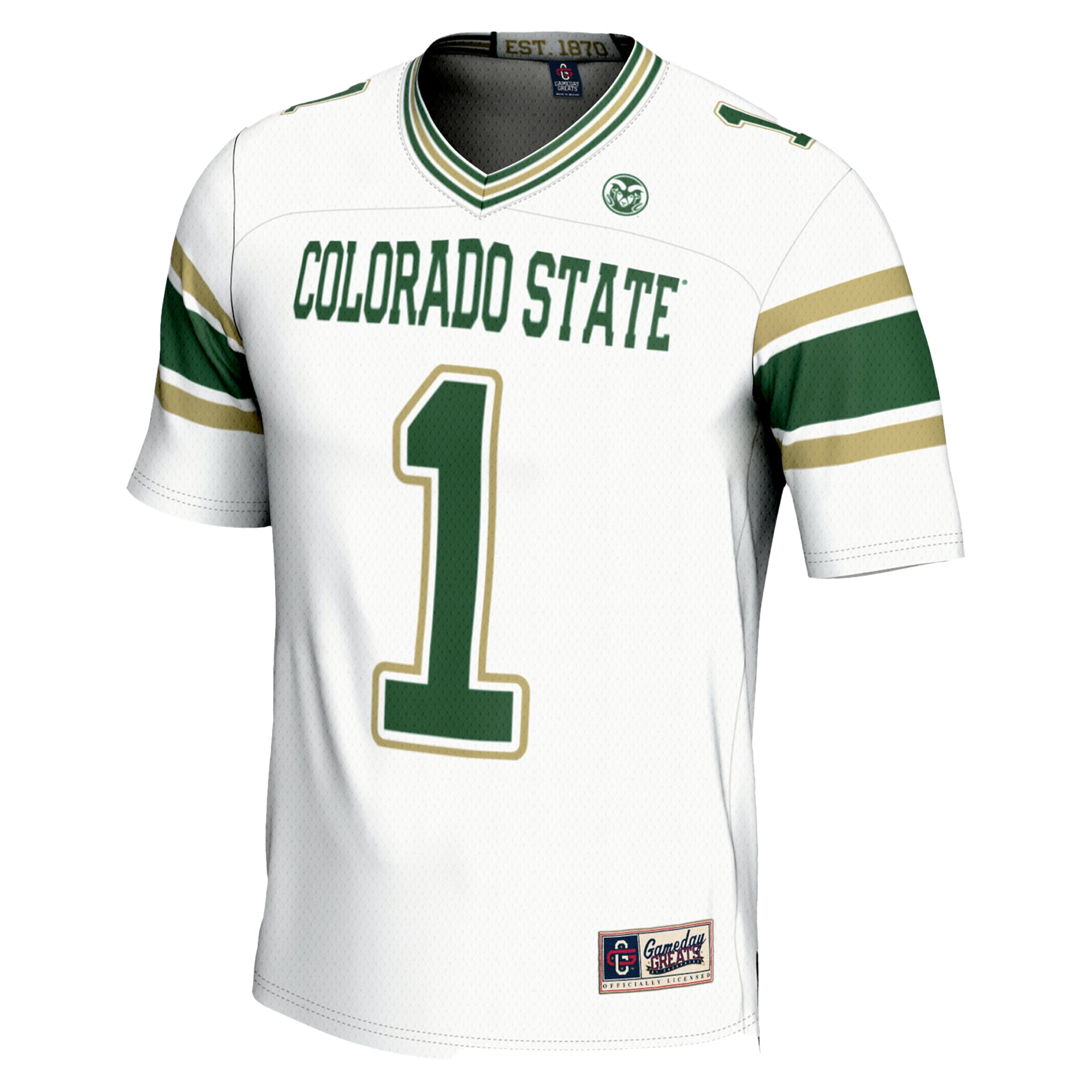 #1 Colorado State Rams Endzone Football Jersey White - back view