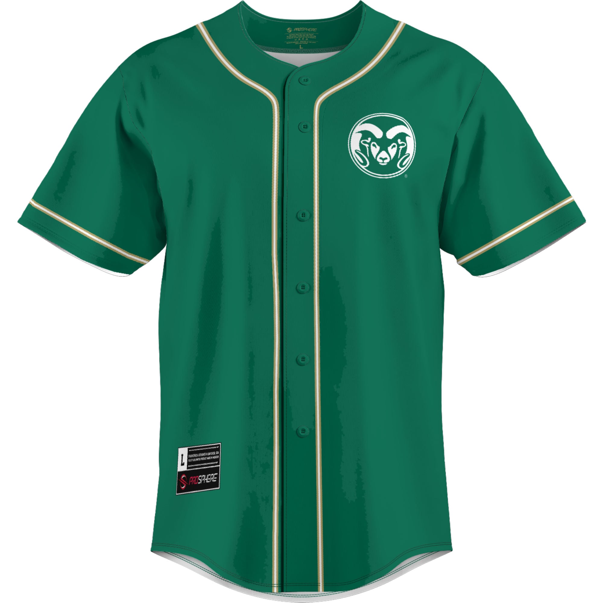 Colorado State Rams Lightweight Baseball Jersey Green - front view