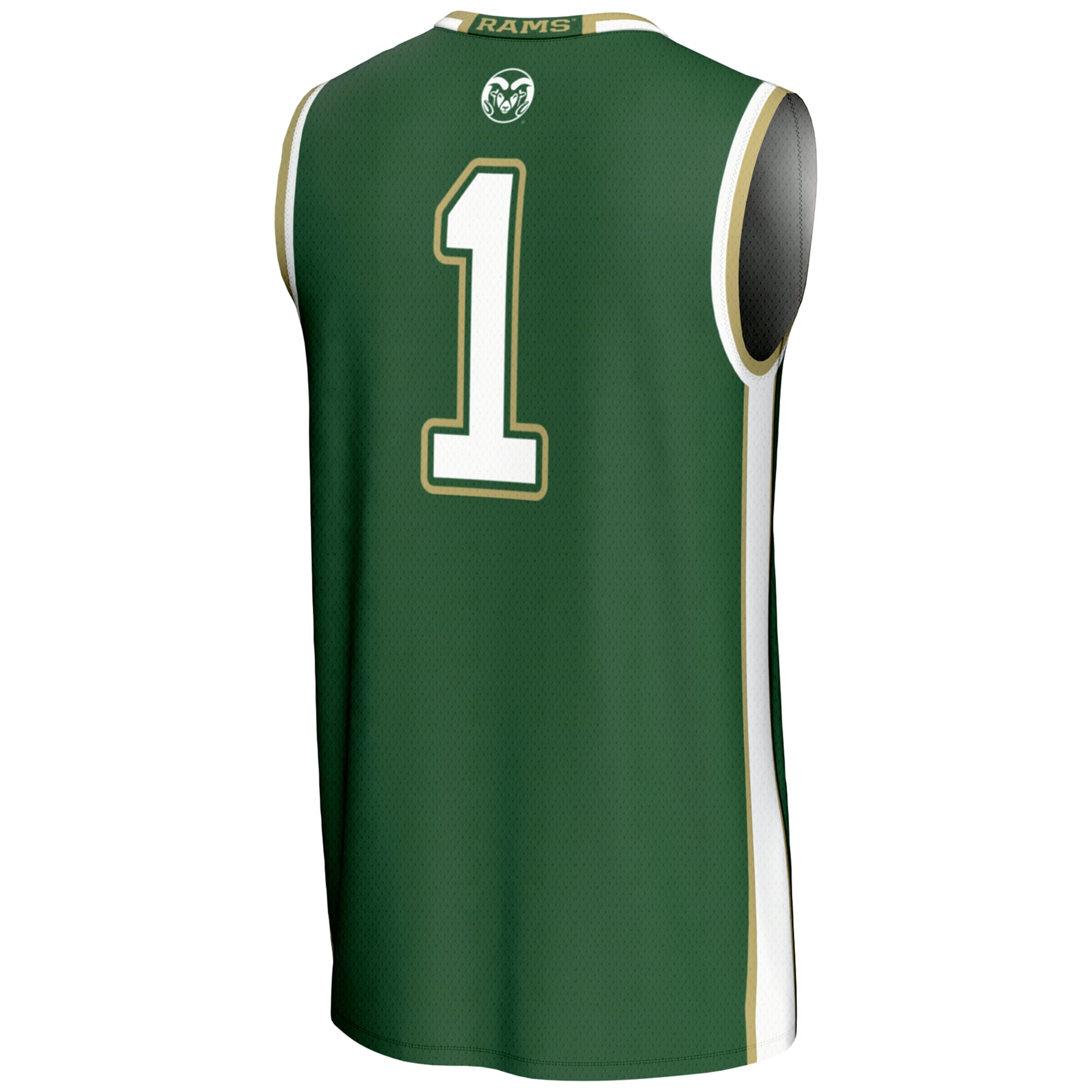 #1 Colorado State Rams Lightweight Basketball Jersey Green - back view