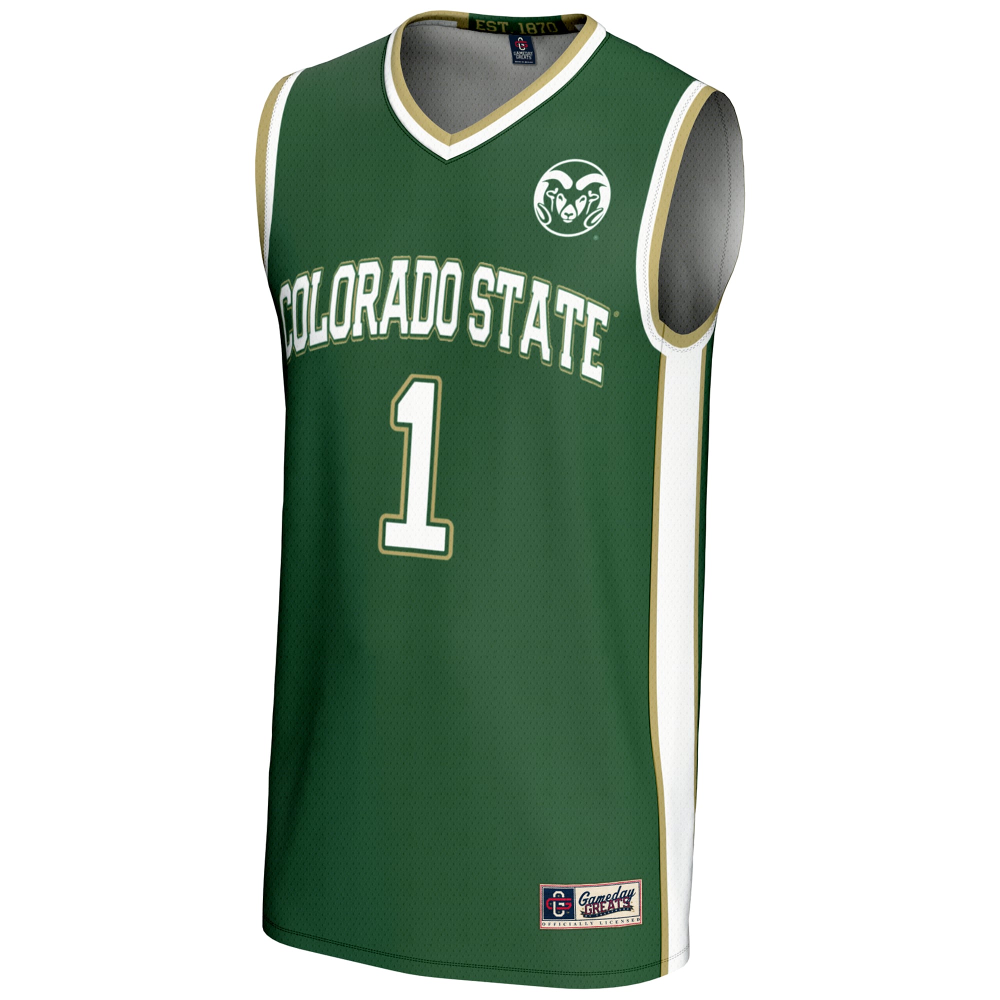 #1 Colorado State Rams Lightweight Basketball Jersey Green - front view