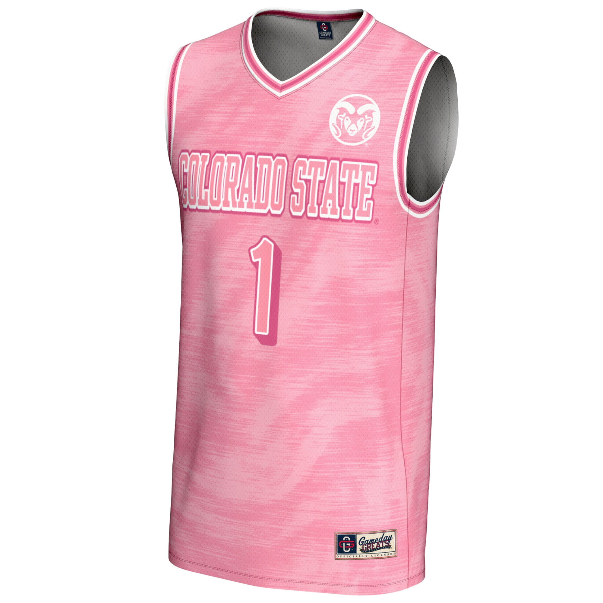 #1 Colorado State Rams Unisex Lightweight Basketball Fashion Jersey Pink - front view
