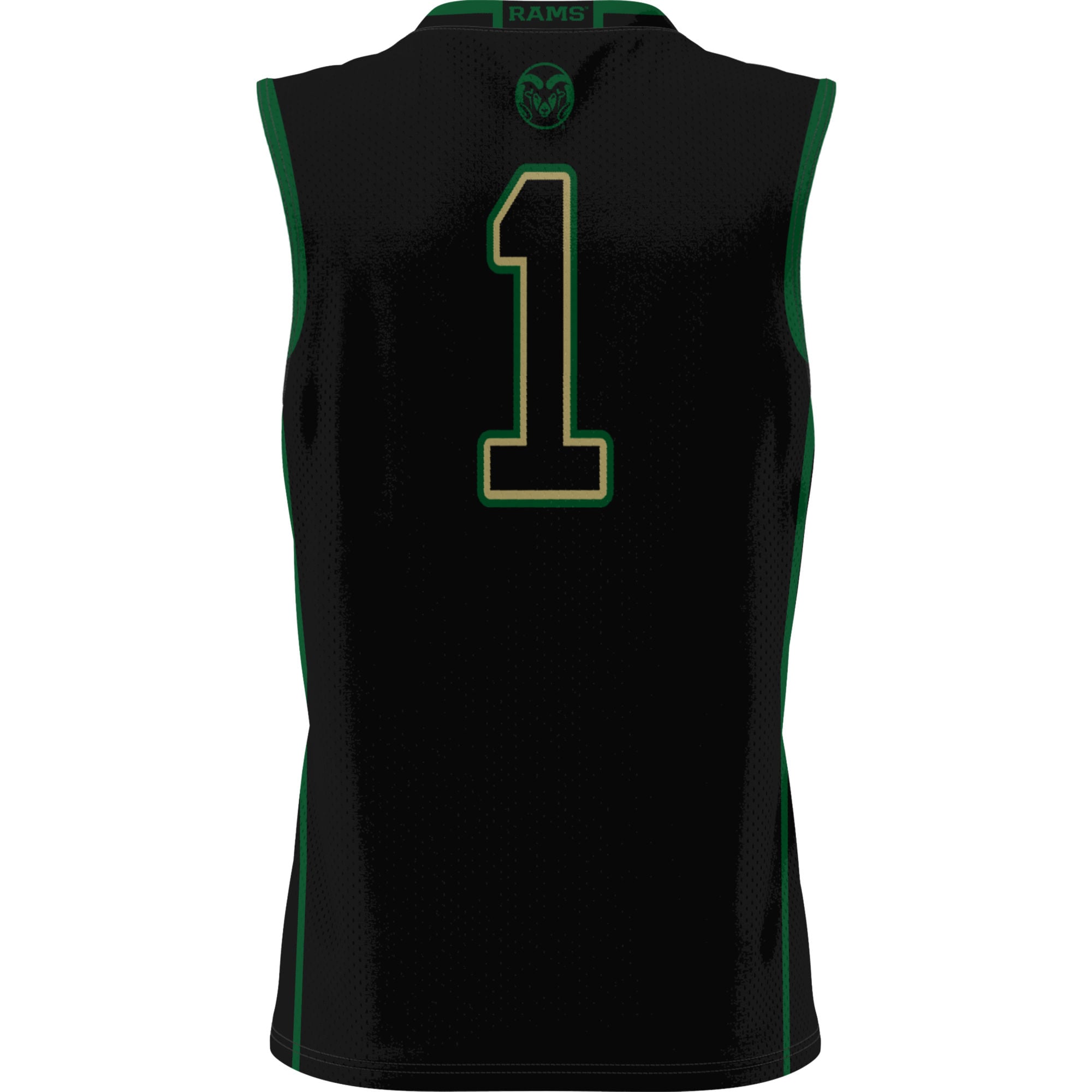 #1 Colorado State Rams Unisex Lightweight Basketball Jersey Black - back view