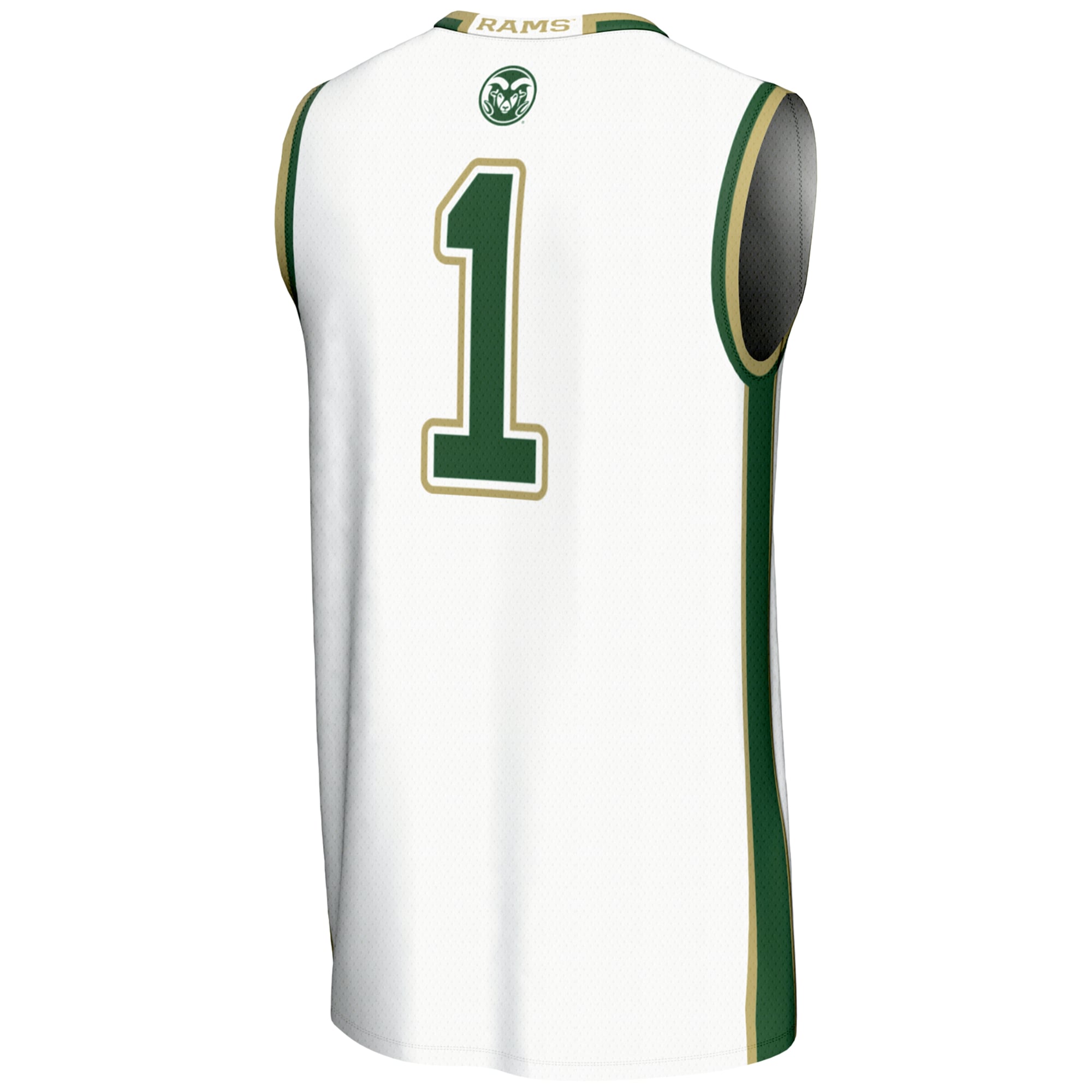 #1 Colorado State Rams Unisex Lightweight Basketball Jersey White - back view