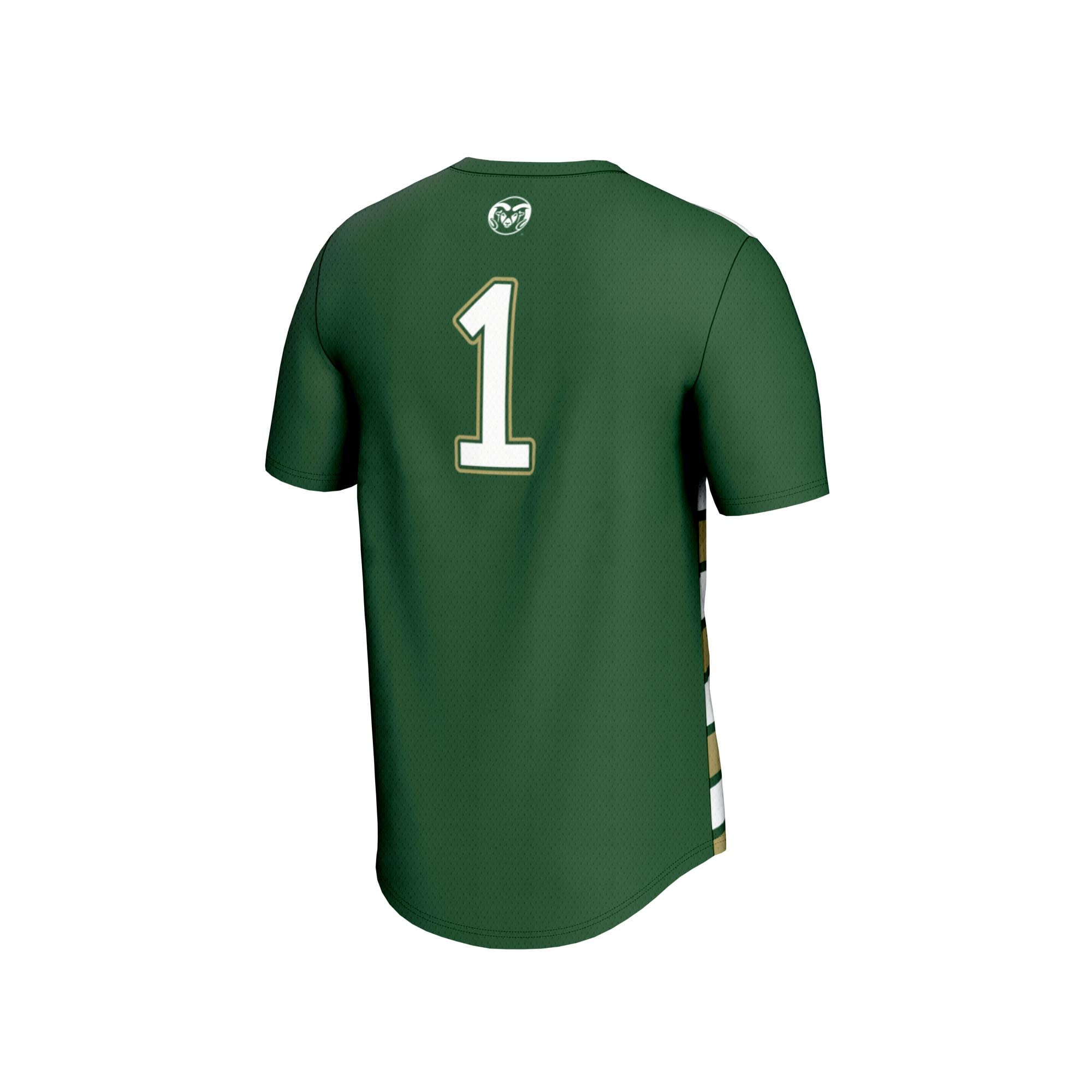 #1 Colorado State Rams Unisex Lightweight Soccer Fashion Jersey Green - back view