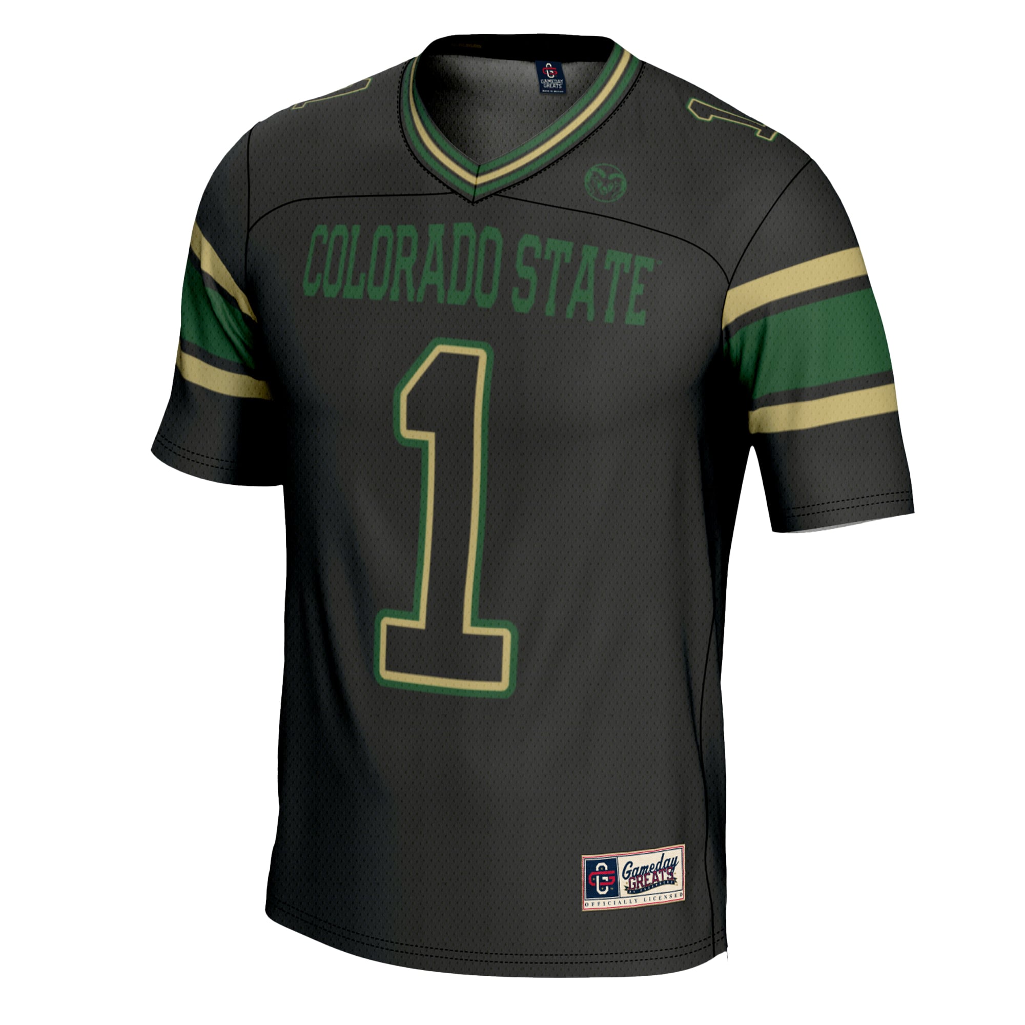 #1 Colorado State Rams Youth Football Jersey Black - front view