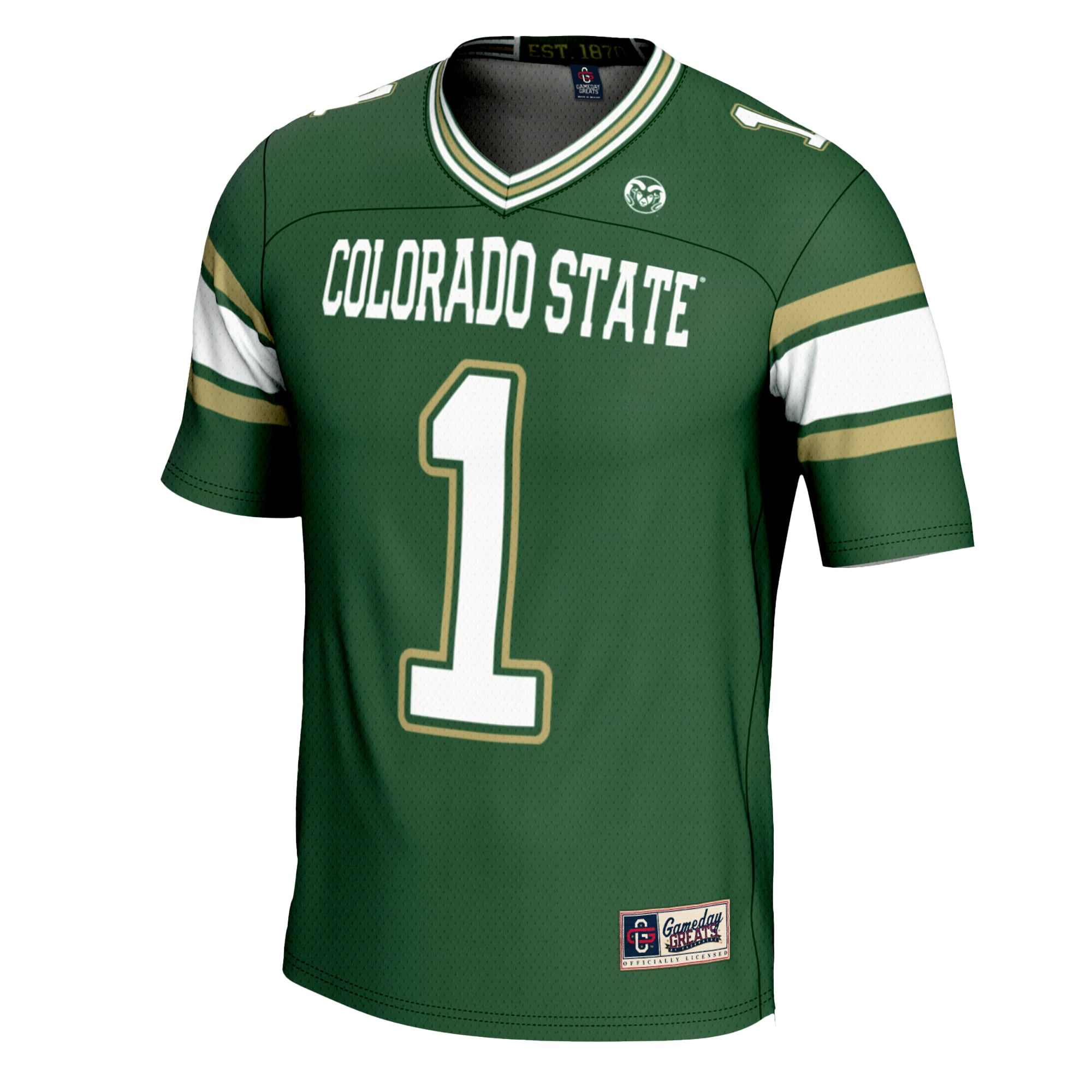#1 Colorado State Rams Youth Football Jersey Green - front view