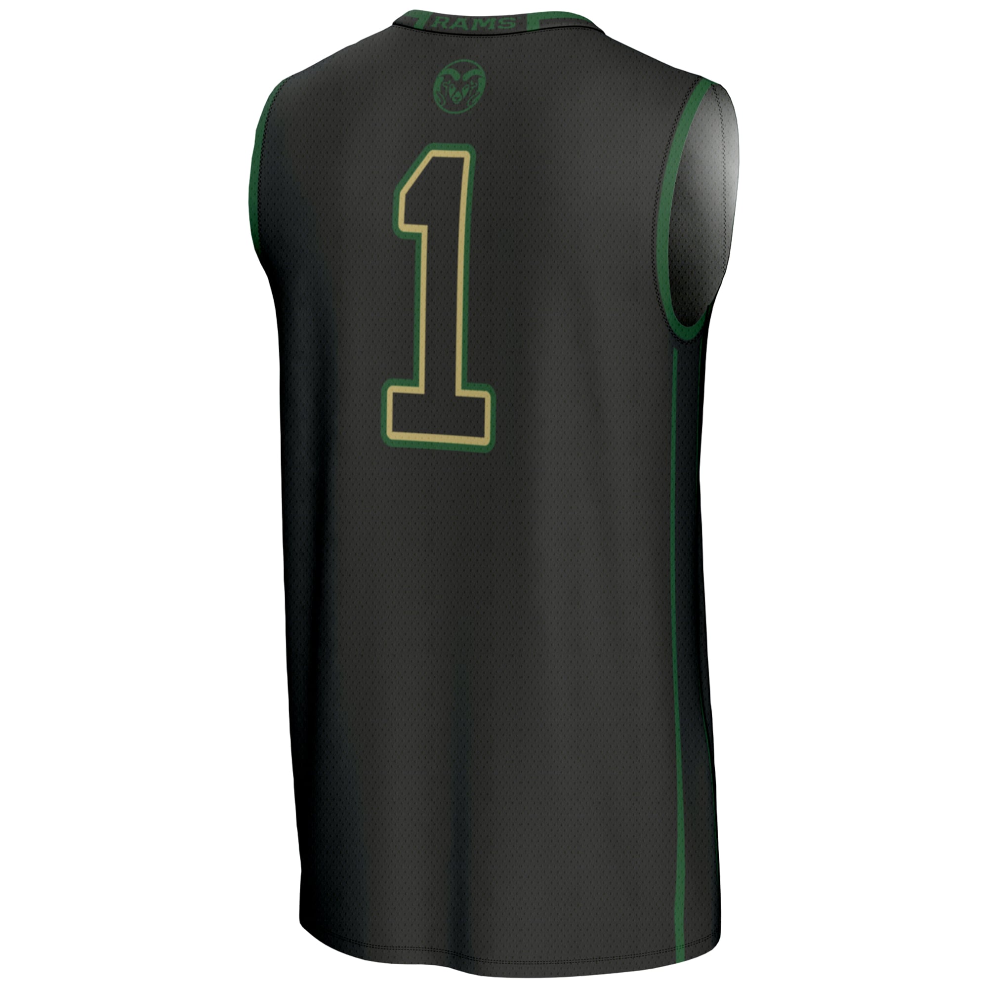 #1 Colorado State Rams Youth Lightweight Basketball Jersey Black - back view